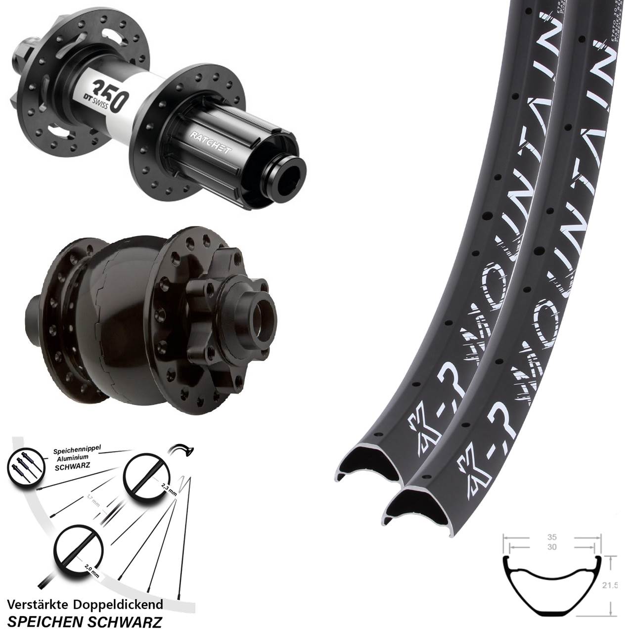 KX-R Mountain DT Swiss 350 SON 28 29 Zoll Disc Laufrad-Satz 15x100 12x142 8-11 fach