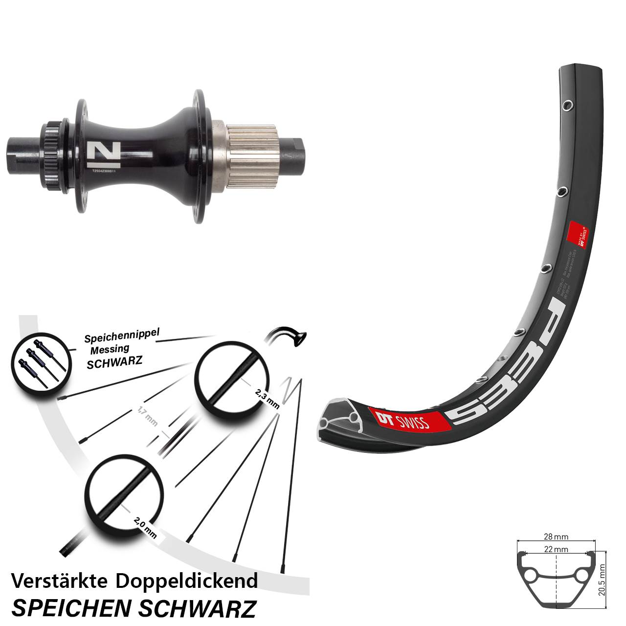 29 Zoll DT Swiss 533d Novatec D462 Hinterrad Centerlock 12x148 Shimano Micro Spline