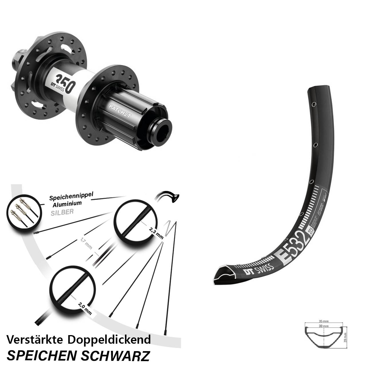 Disc Hinterrad 29 Zoll DT Swiss E532-350 8-11 fach HG 12x148 Boost