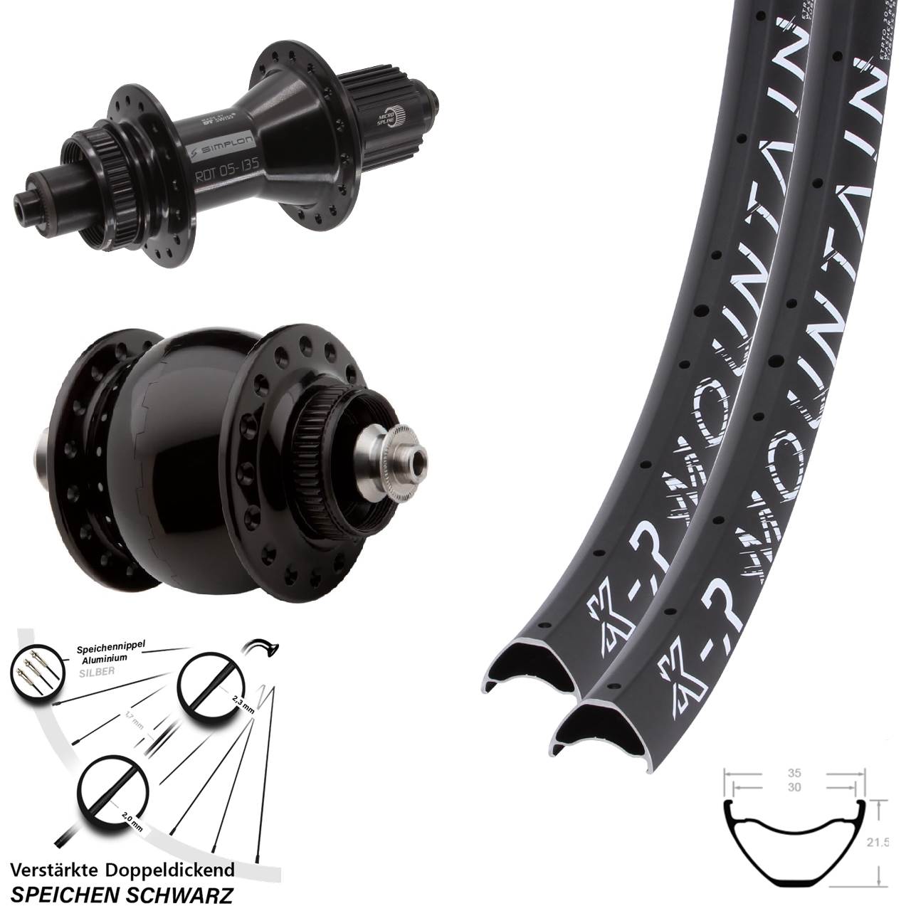 KX R Mountain DT Swiss 370 Hybrid SON delux 27,5-29 Zoll Micro Spline