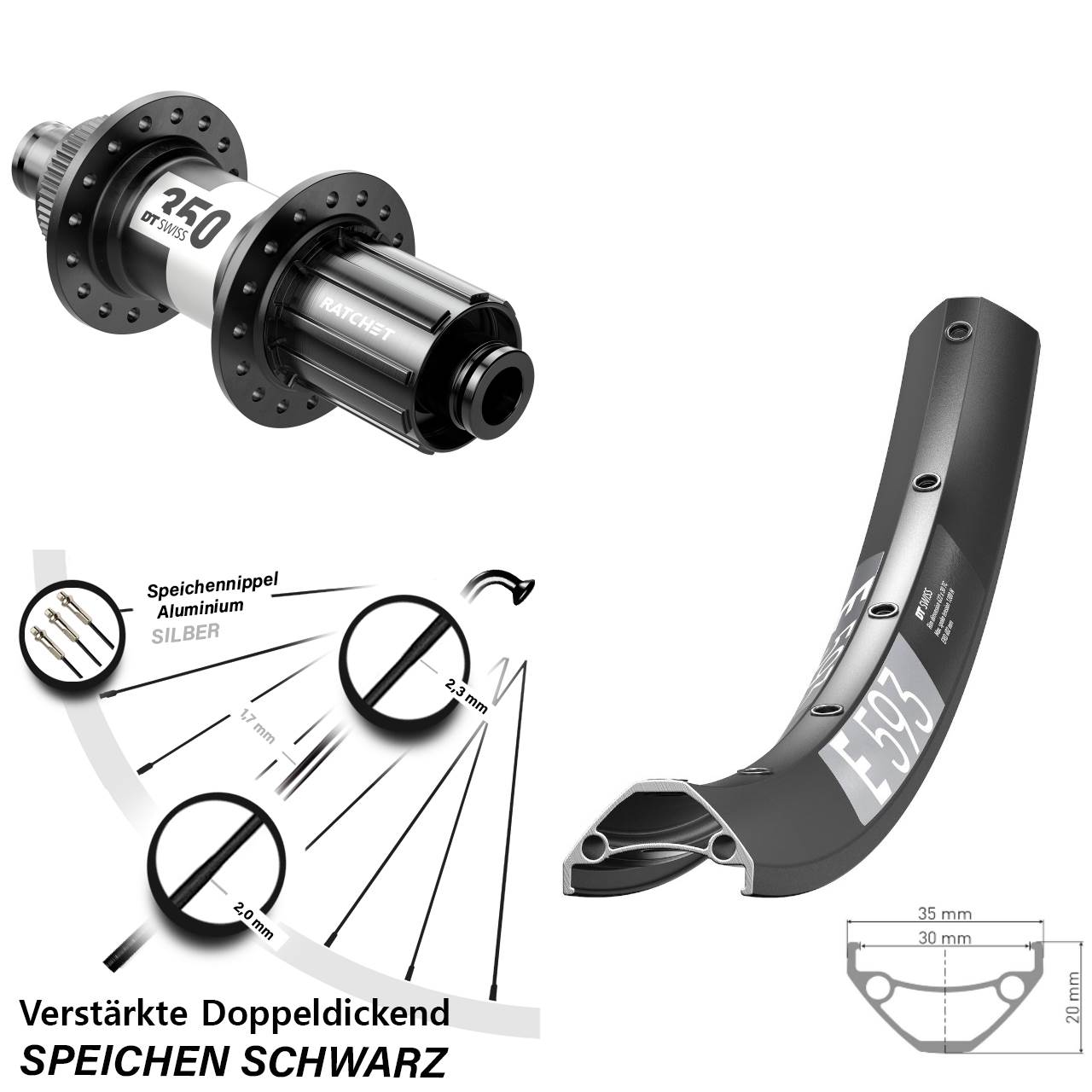 Centerlock Hinterrad 12x142 27,5 Zoll DT Swiss E593-350 8-11 fach