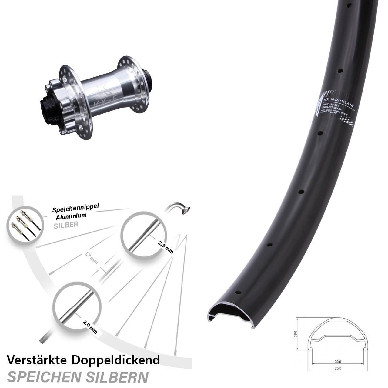 KX Mountain verstärkt 29 Zoll Disc Vorderrad 15x100