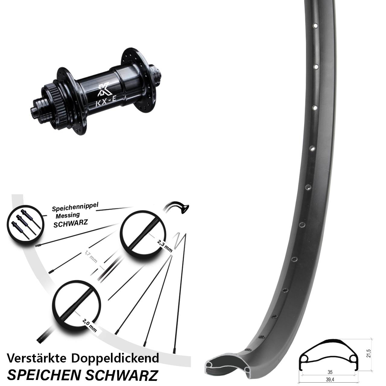 Ambrosio E35 KX-E 27,5 Zoll Centerlock Vorderrad QR
