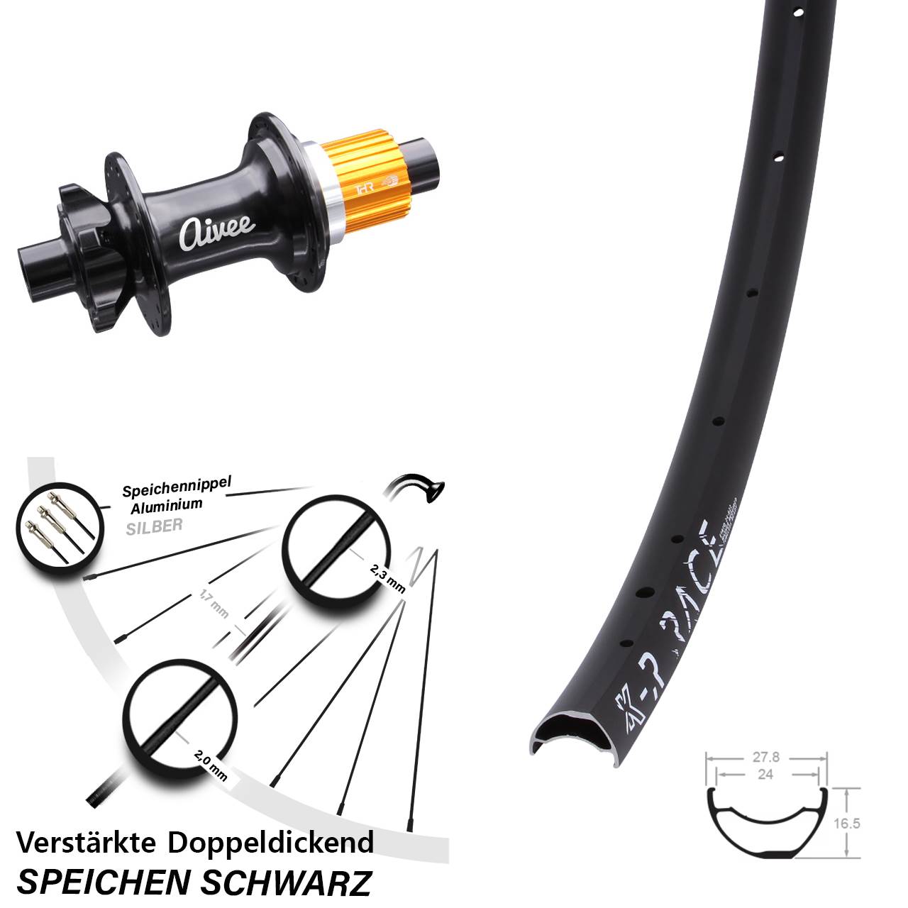 Disc Hinterrad 12x148 29 Zoll KX-R Race Aivee Shimano Micro Spline