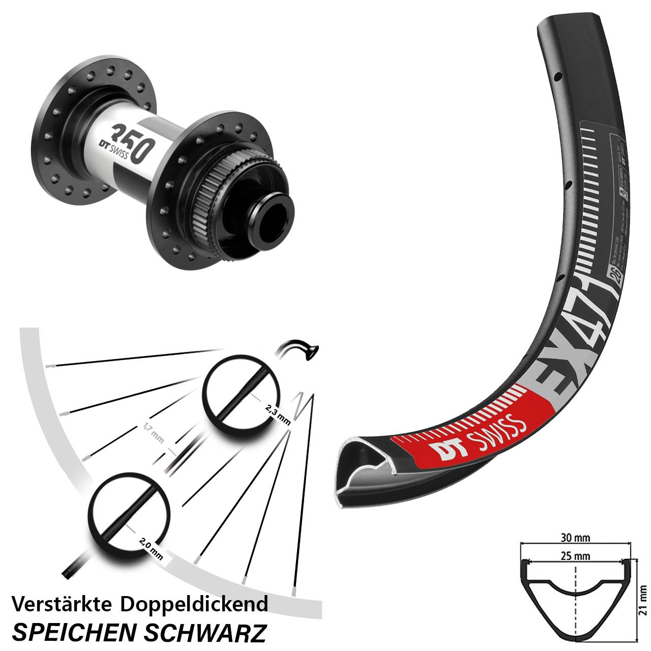 27,5 Zoll DT Swiss EX471-350 Centerlock Vorderrad 12x100
