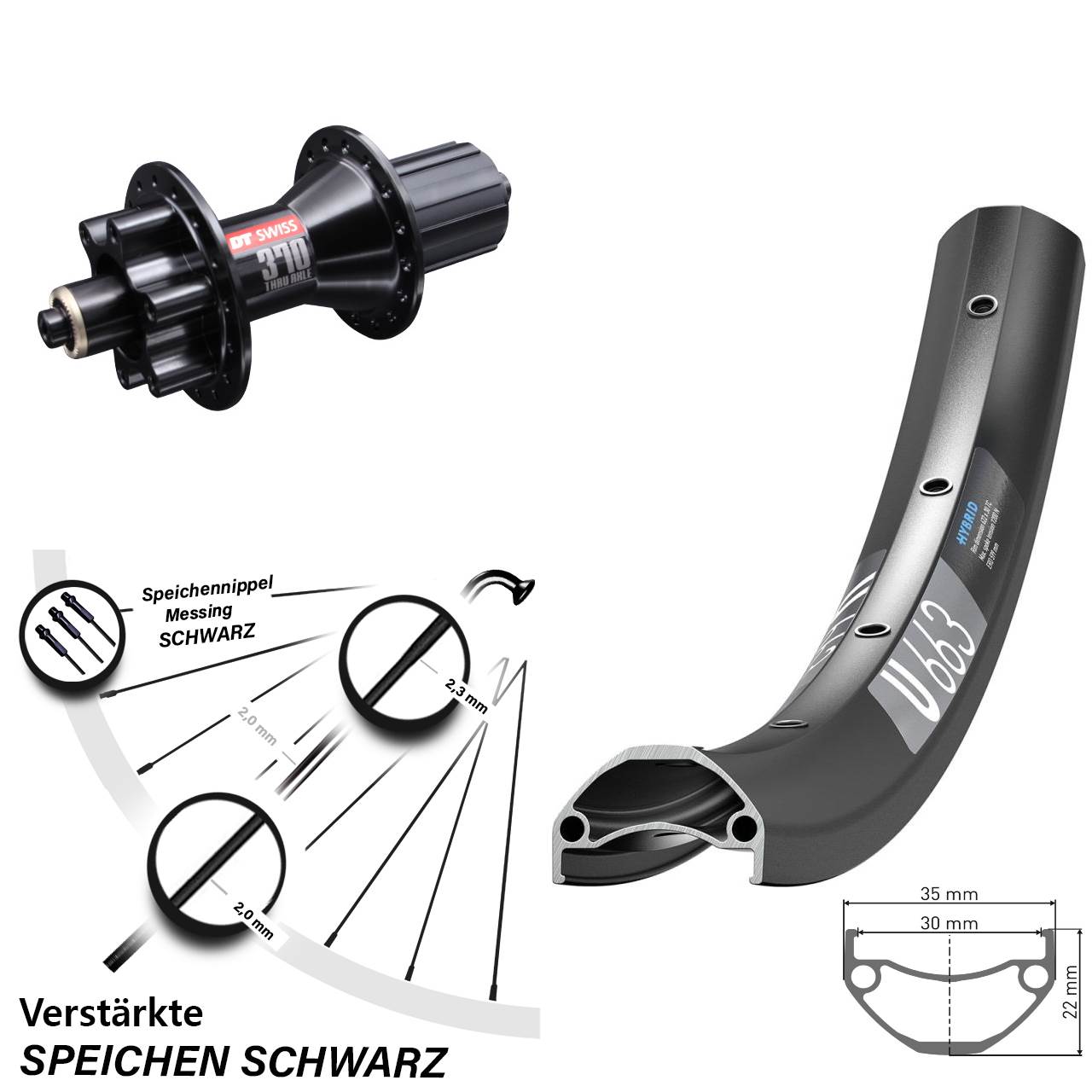 Hinterrad 26 Zoll DT Swiss U 663 370 Hybrid 6-Loch QR 8-11 fach HG