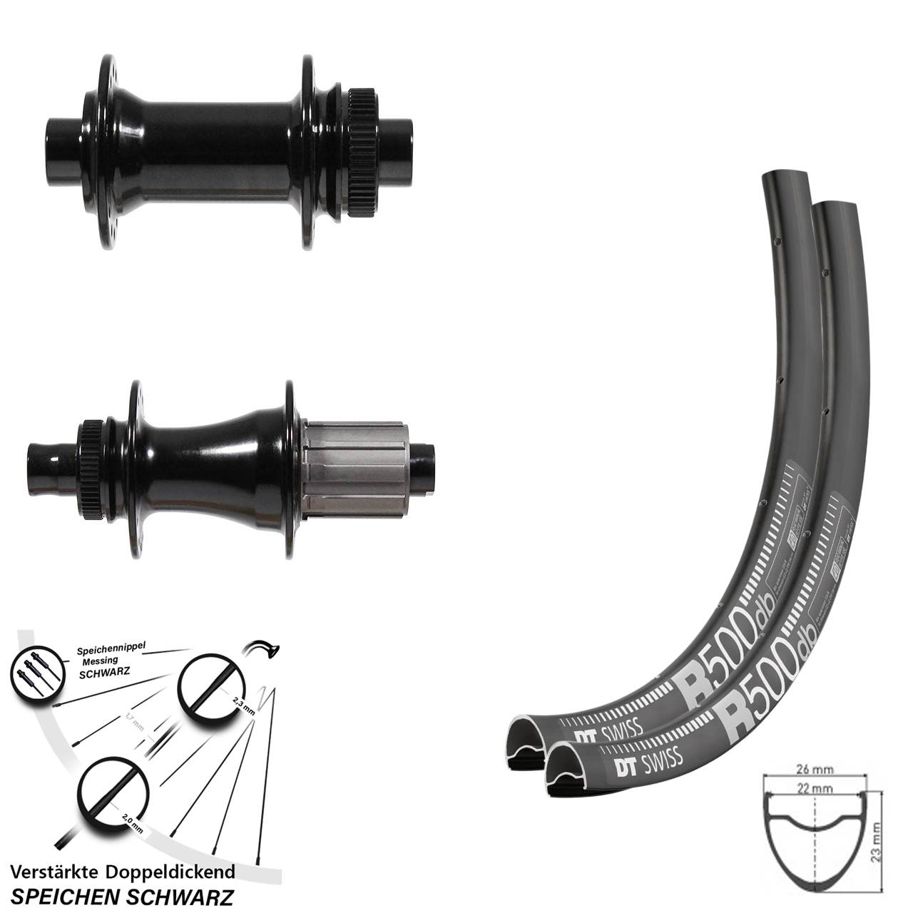 DT Swiss R500 Formula CL-142S CL-712 28-29 Zoll Disc Laufrad-Satz 12x100/142 8-11 fach