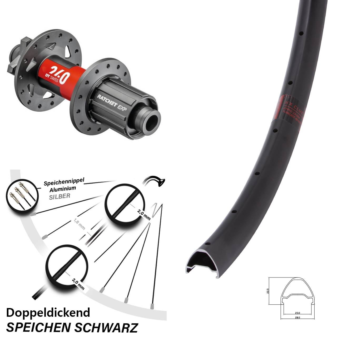 Disc Hinterrad 12x148 650B KX Clue DT Swiss 240 8-11 fach
