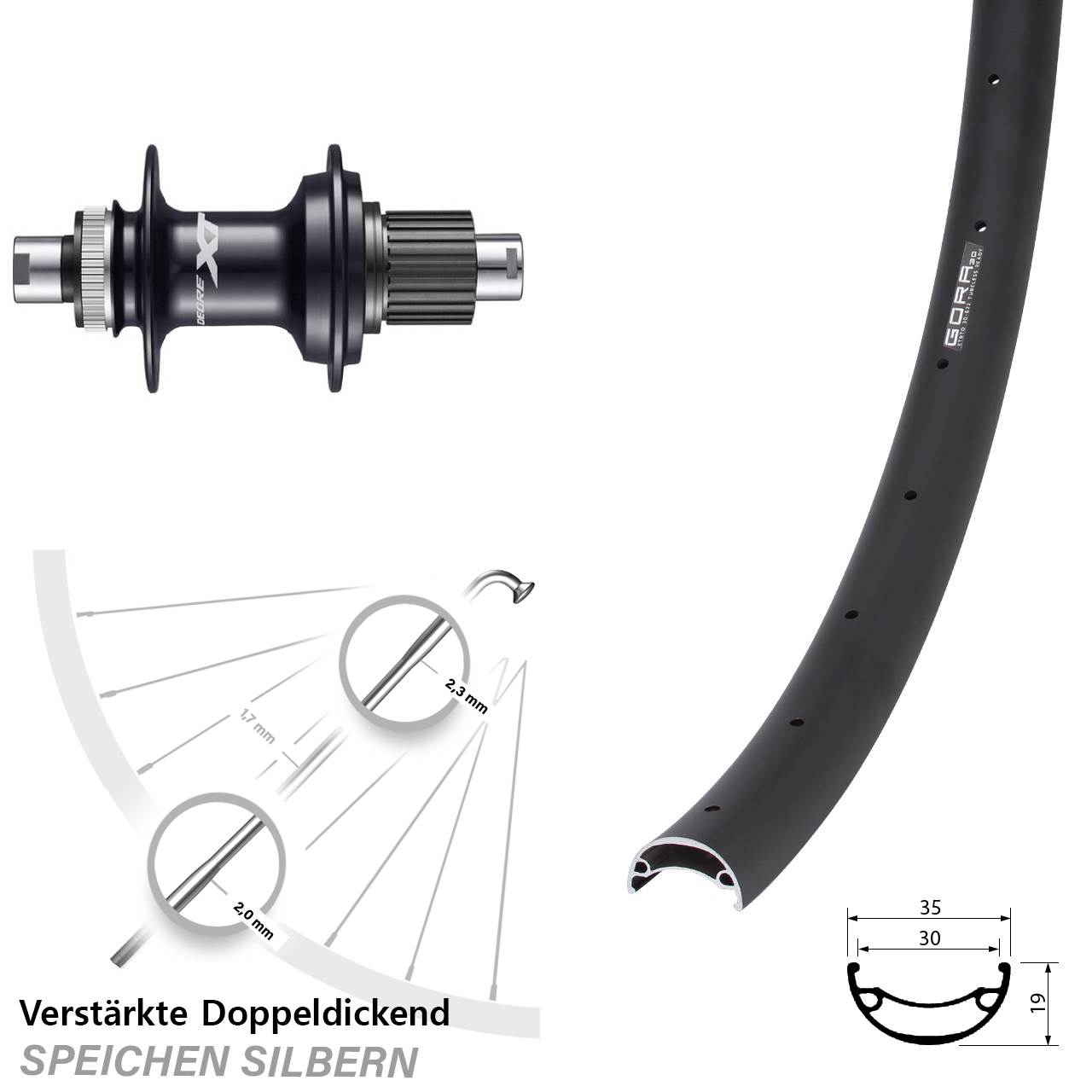 Disc Laufrad 29 Zoll Gora 30 Shimano FH-M8110 Micro Spline 12x142