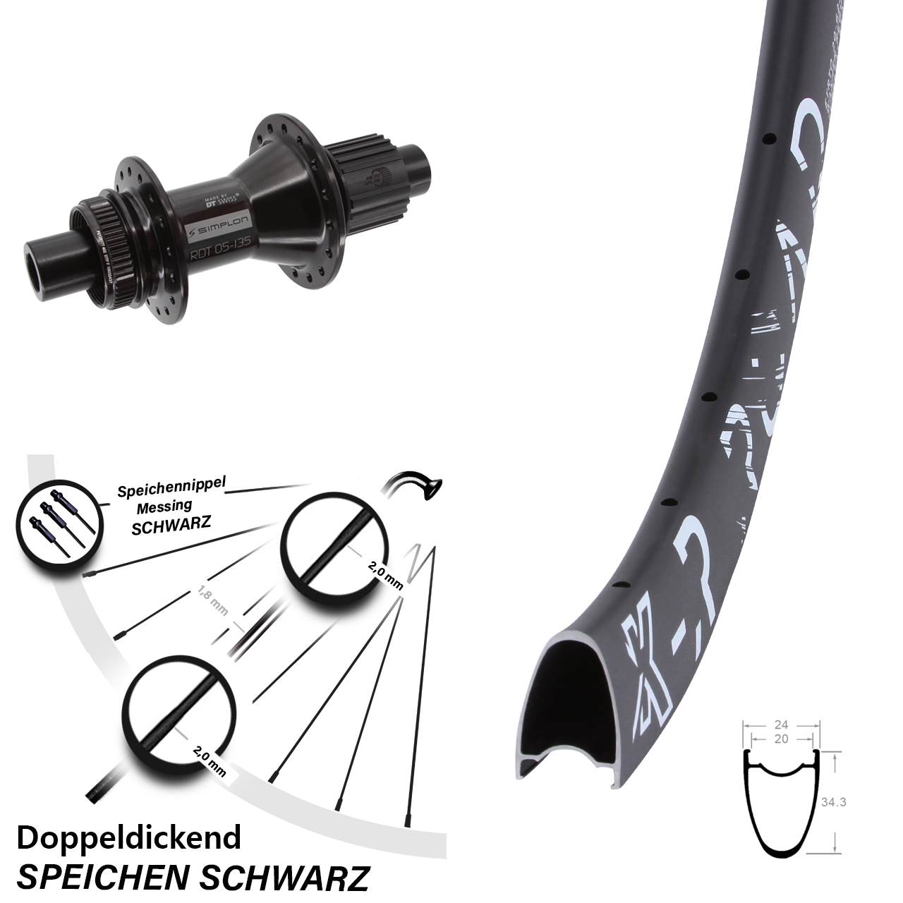 KX-R Road DT Swiss 370 Hybrid 28 Zoll Disc Laufrad 12x142 Micro Spline