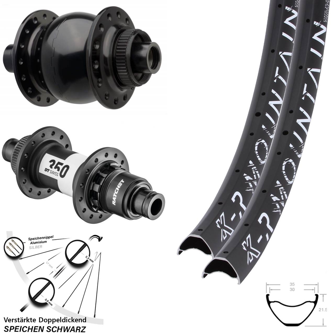 KX-R Mountain DT Swiss 350 SON 28 29 Zoll Laufrad-Satz 15x110 12x148 SRAM XD