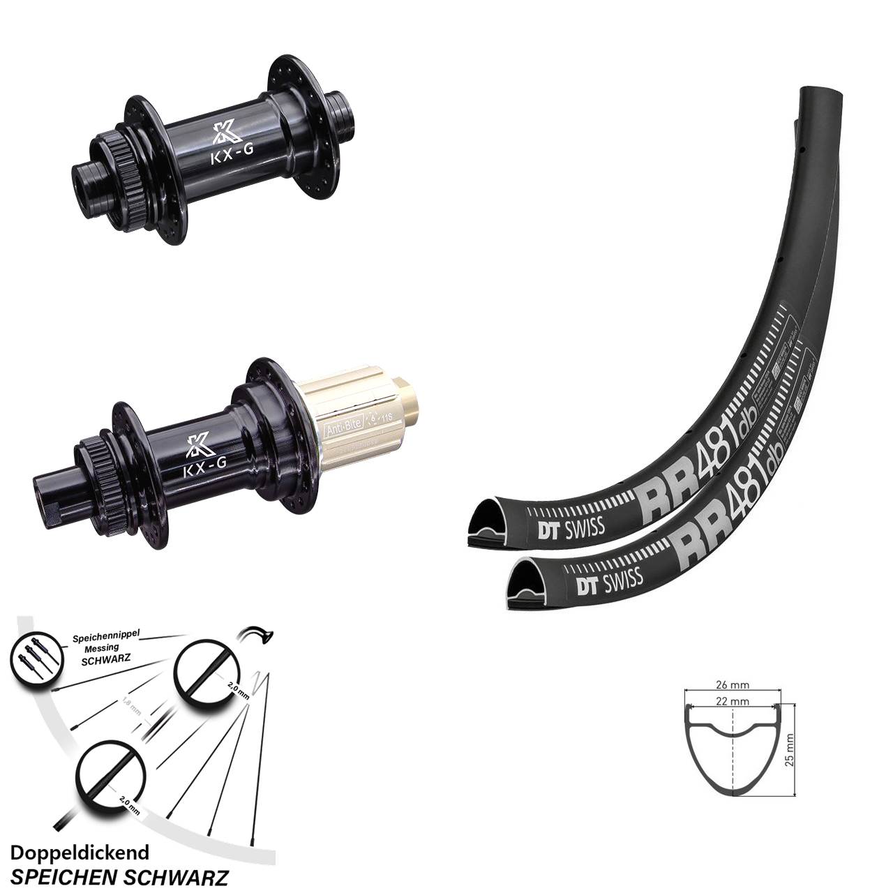 28 Zoll DT Swiss RR 481 KX-G Centerlock Laufradsatz 15x100 12x142 8-12 fach
