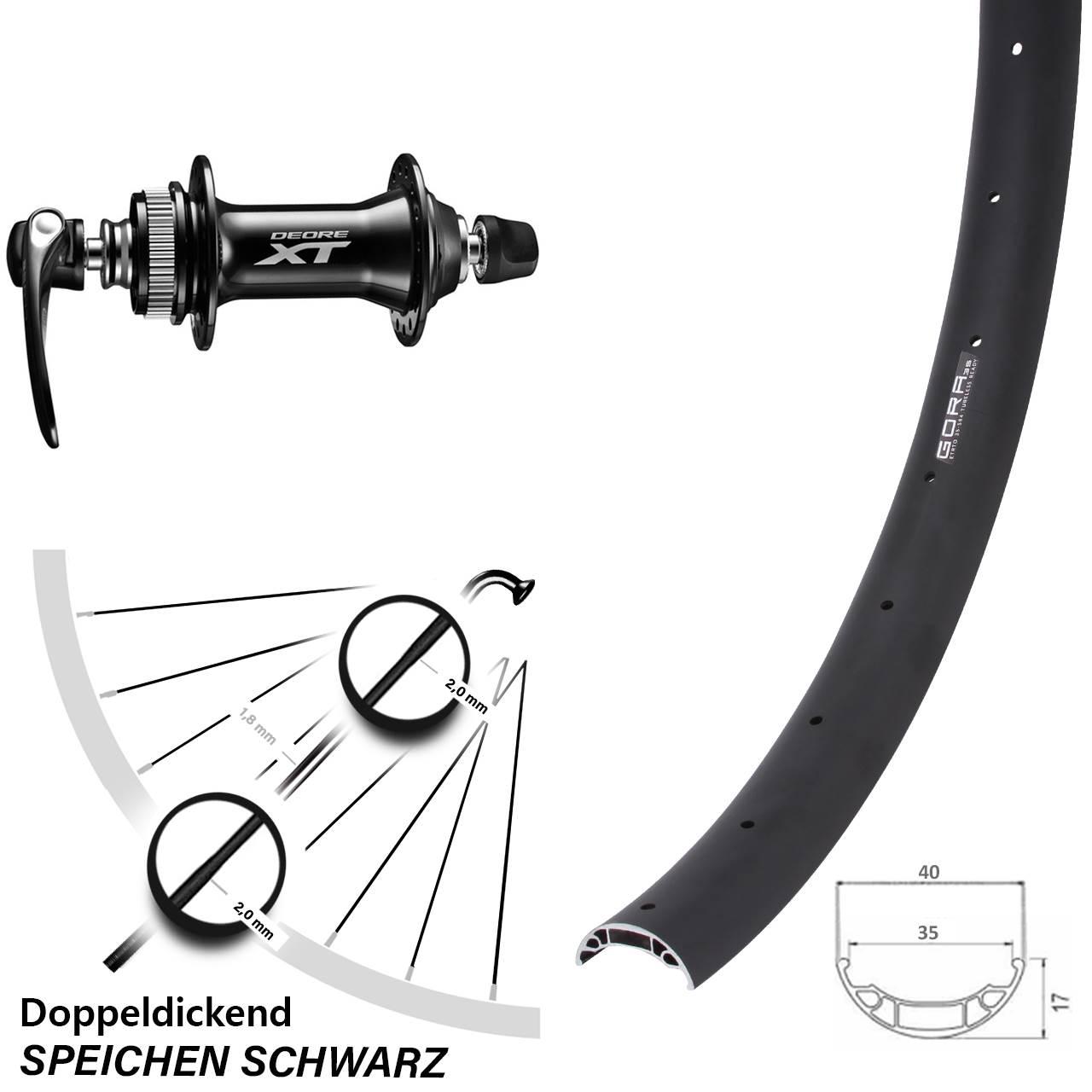 Gora 35 Shimano XT 27,5 Zoll Centerlock Vorderrad QR