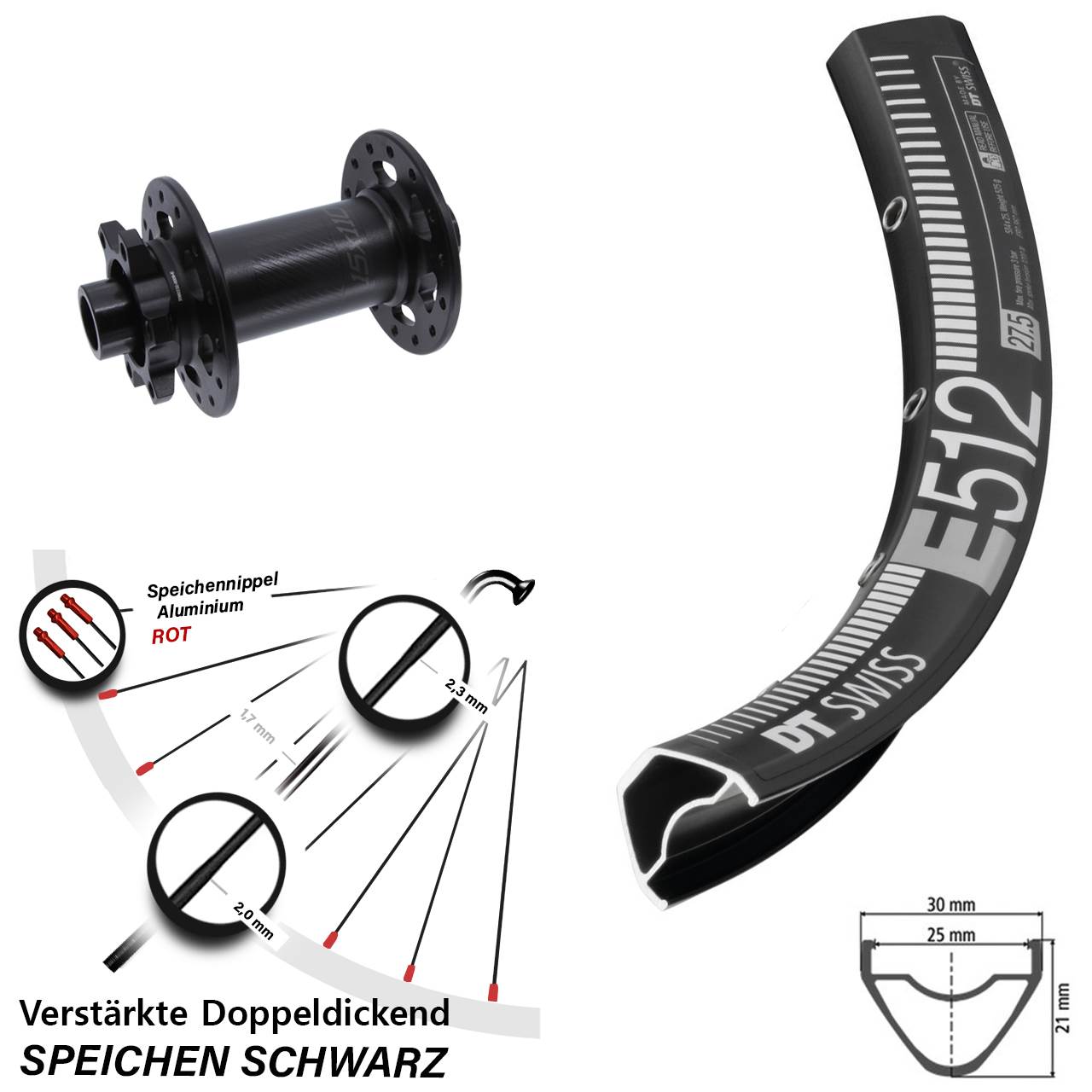 29 Zoll DT Swiss E 512 Bear Pawls Disc Vorderrad 15x110 Boost