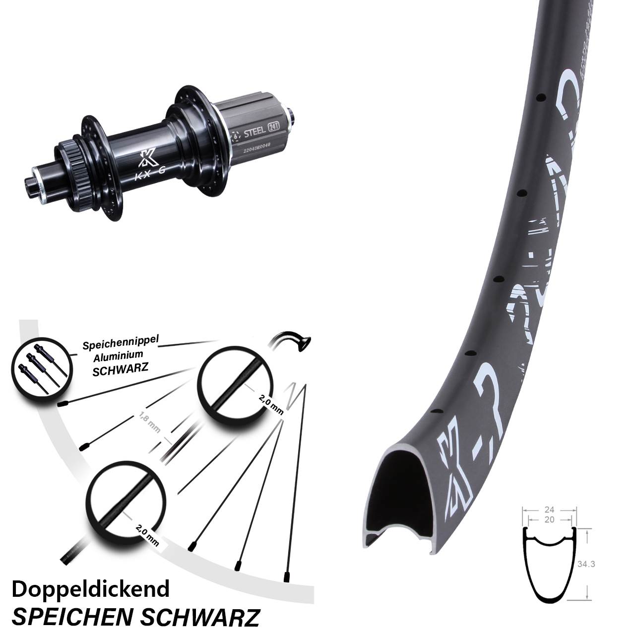 R Road 28 Zoll Hinterrad KX-GS 8-12 fach