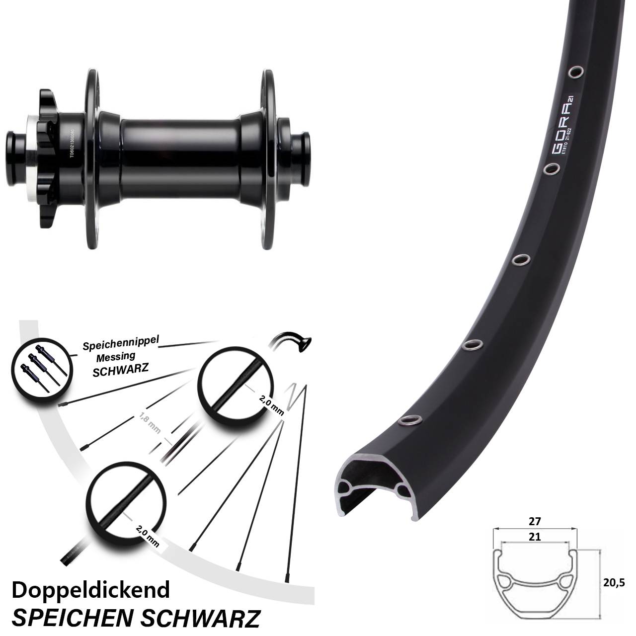 Vorderrad 6-Loch 15x110 29 Zoll Gora 21 Novatec D341-B15