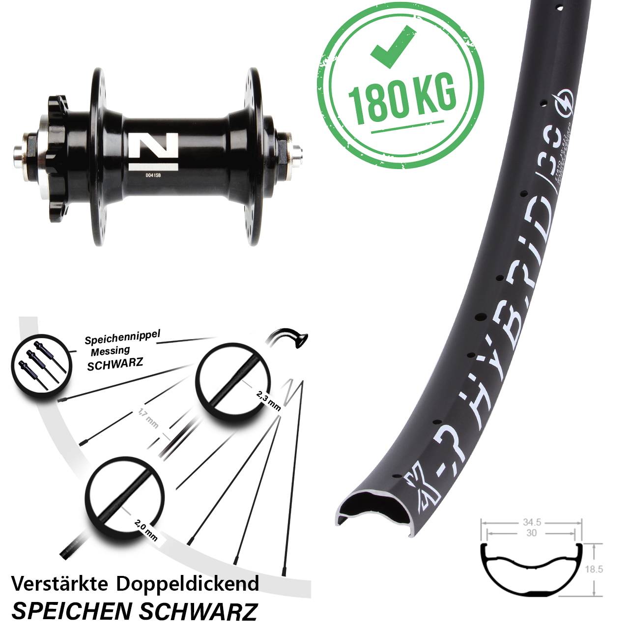 29 Zoll KX-R Hybrid 30 Novatec D041 Disc Laufrad QR