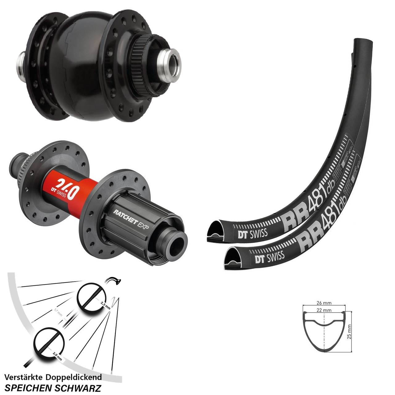 DT Swiss RR 481 240 SON delux 28 Zoll Centerlock Laufradsatz 12x100/142 11-12 fach HG