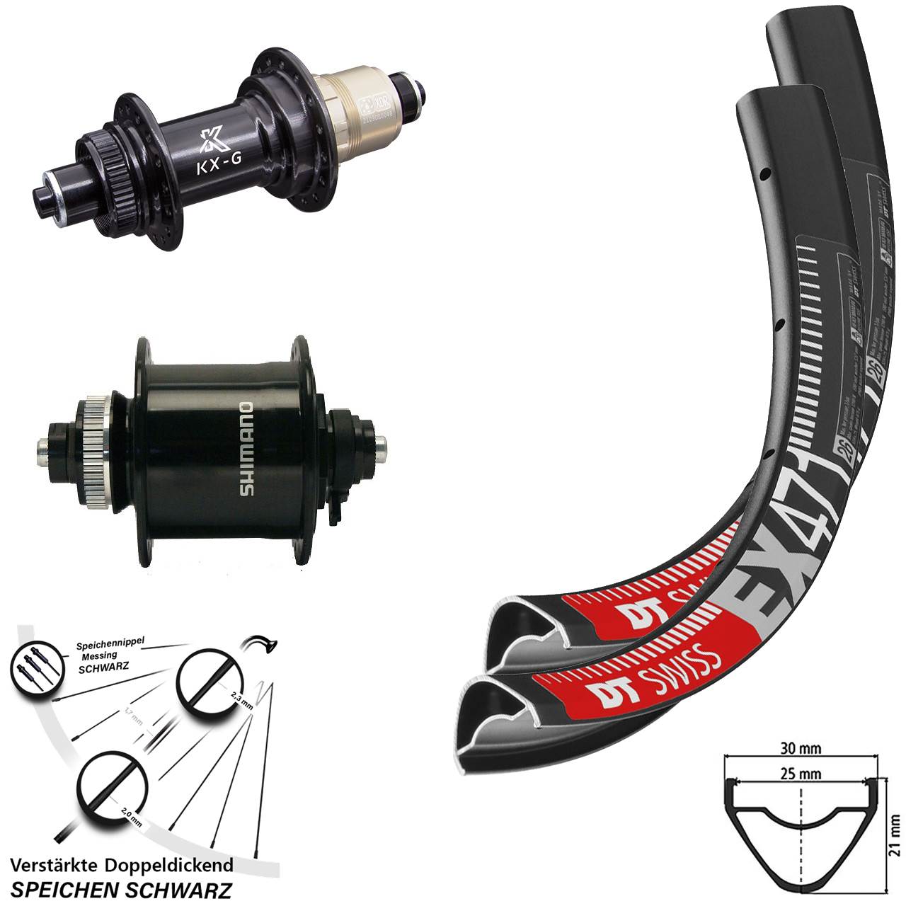 Disc Laufradsatz QR 27,5 Zoll DT Swiss EX 471 KX-G Shimano DH-UR700-3D XDR 11-12 fach