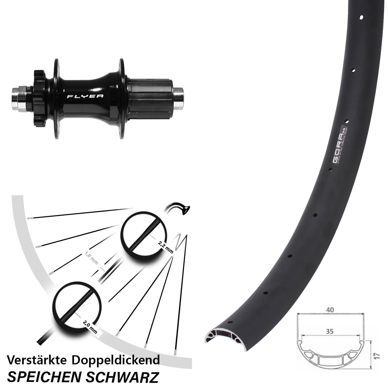 6-Loch Hinterrad 27,5 Zoll Gora 35 Formula DHT-142 8-11 fach HG 12x142
