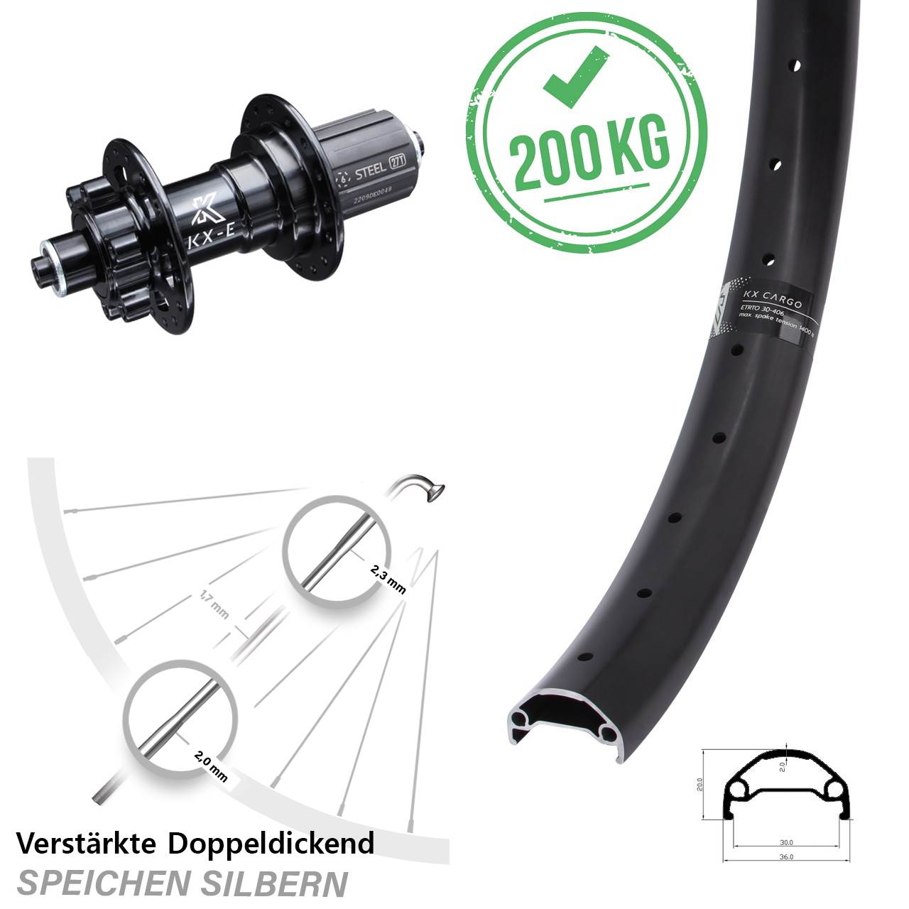 KX-E Disc 6-Loch Cargo 6 Kugellager 29 Zoll Hinterrad für Schnellspanner 8-12 fach