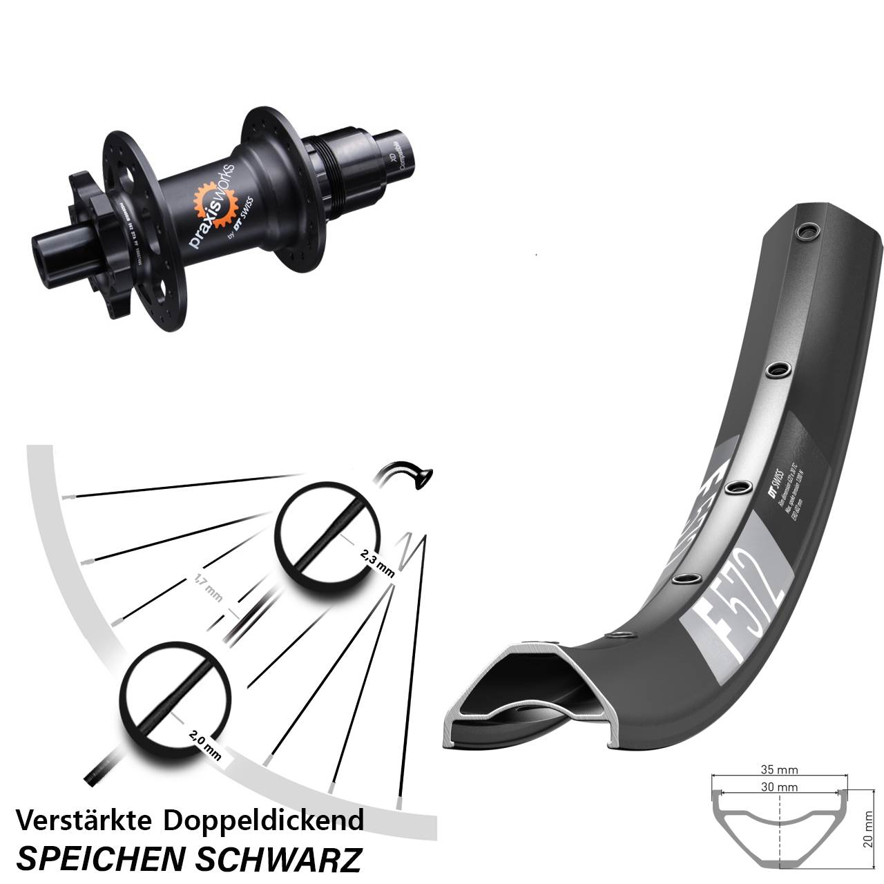 Hinterrad 6-Loch 29 Zoll DT Swiss F 572-350 SL XD 12x142