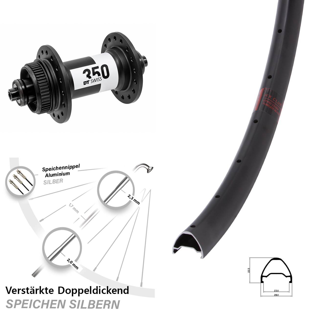 26 Zoll KX Clue DT Swiss 350 Centerlock Vorderrad QR