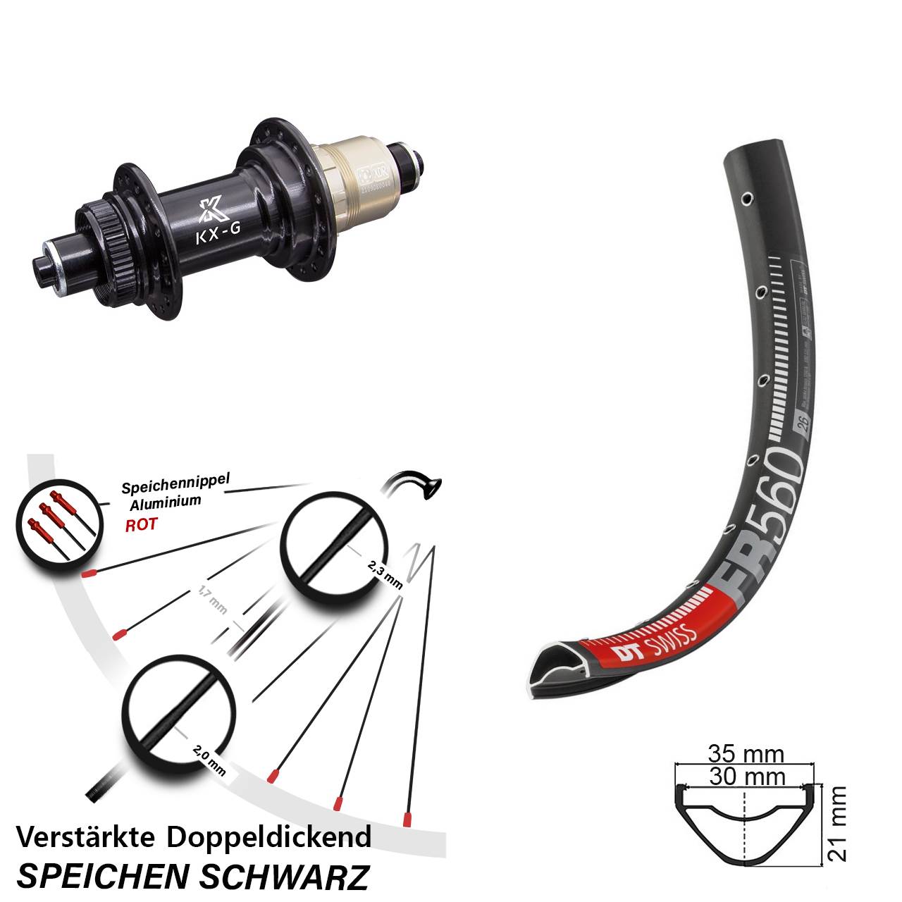 DT Swiss FR560 KX-G 26 Zoll Disc Hinterrad QR SRAM XDR