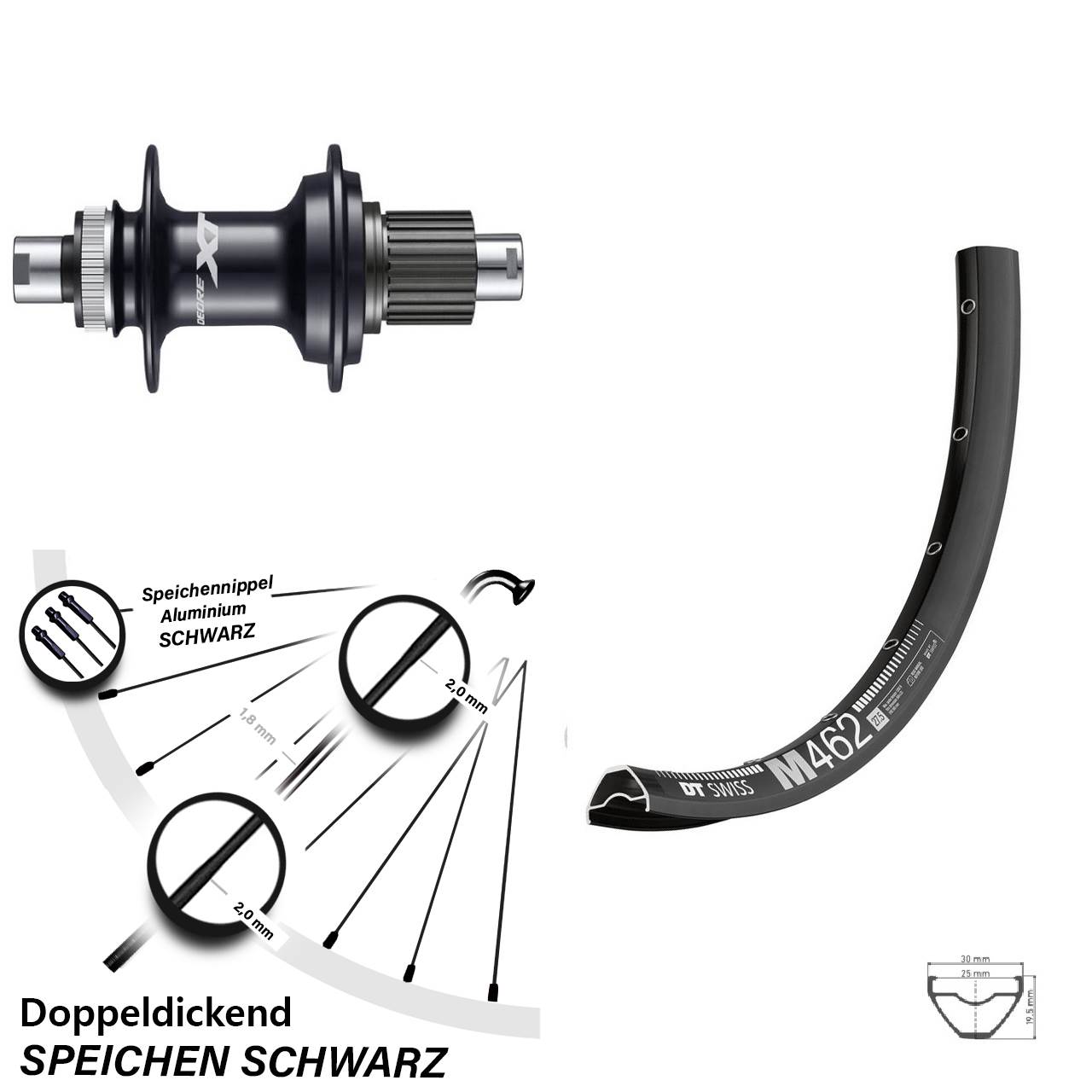 Centerlock Hinterrad 12x142 27,5 Zoll DT Swiss M462 Shimano FH-M8110 Micro Spline