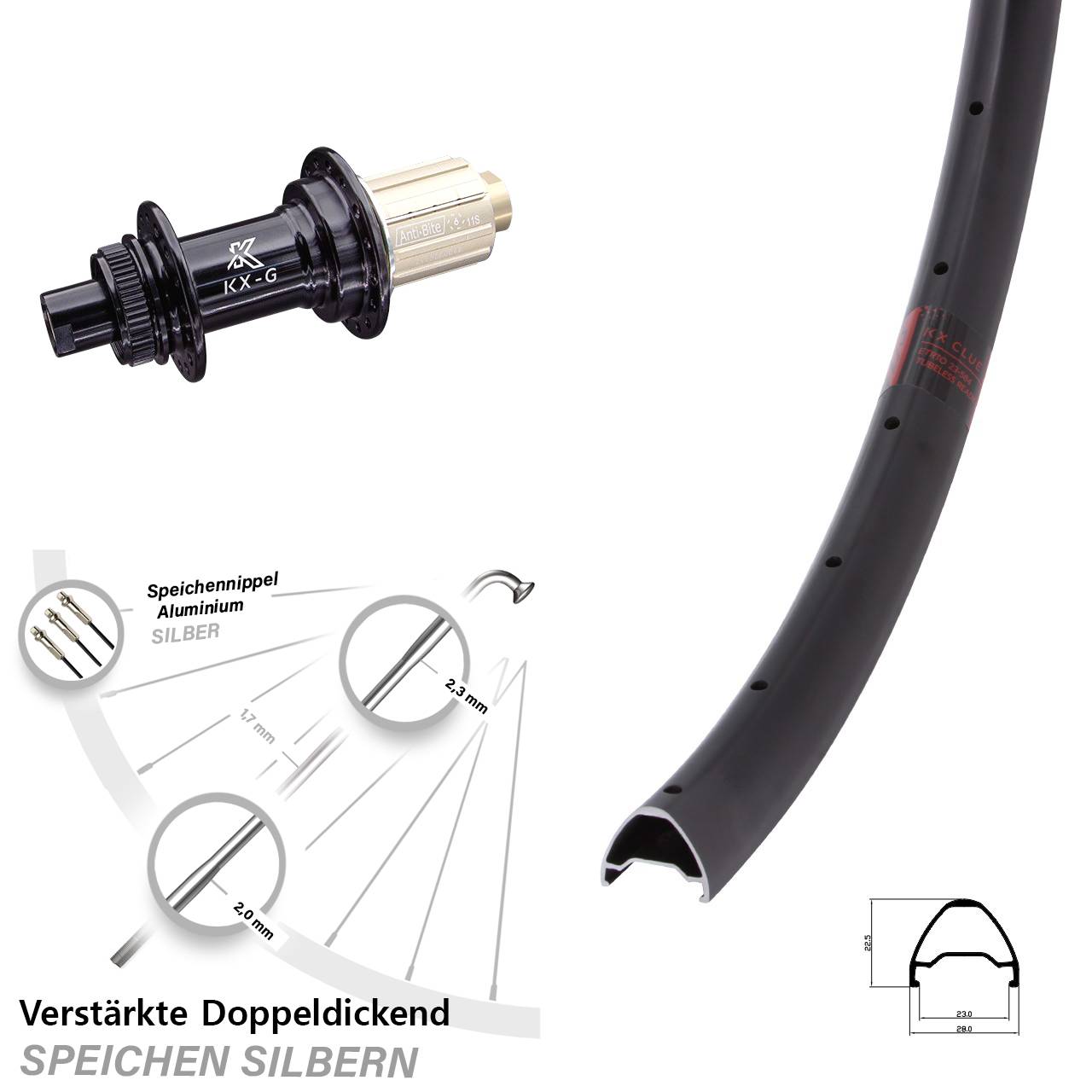 Centerlock Hinterrad 12x142 28-29 Zoll KX-G Clue 8-12 fach HG