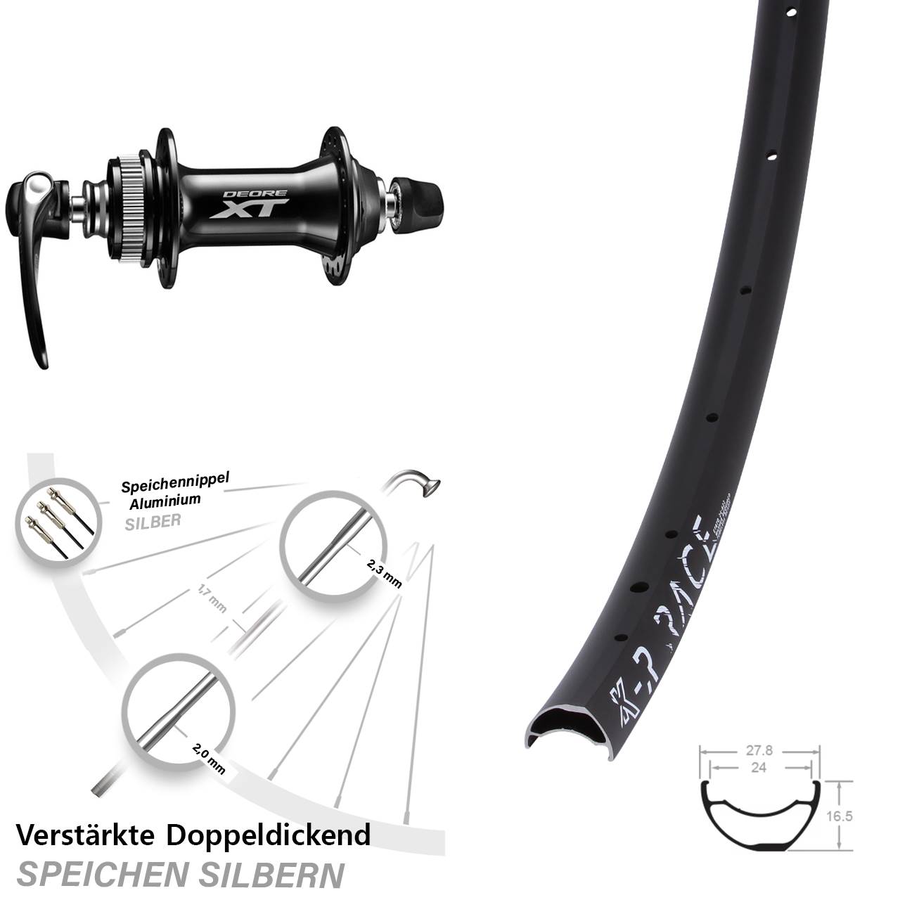 28-29 Zoll KX-R Race Shimano HB-M8000 Disc Laufrad QR