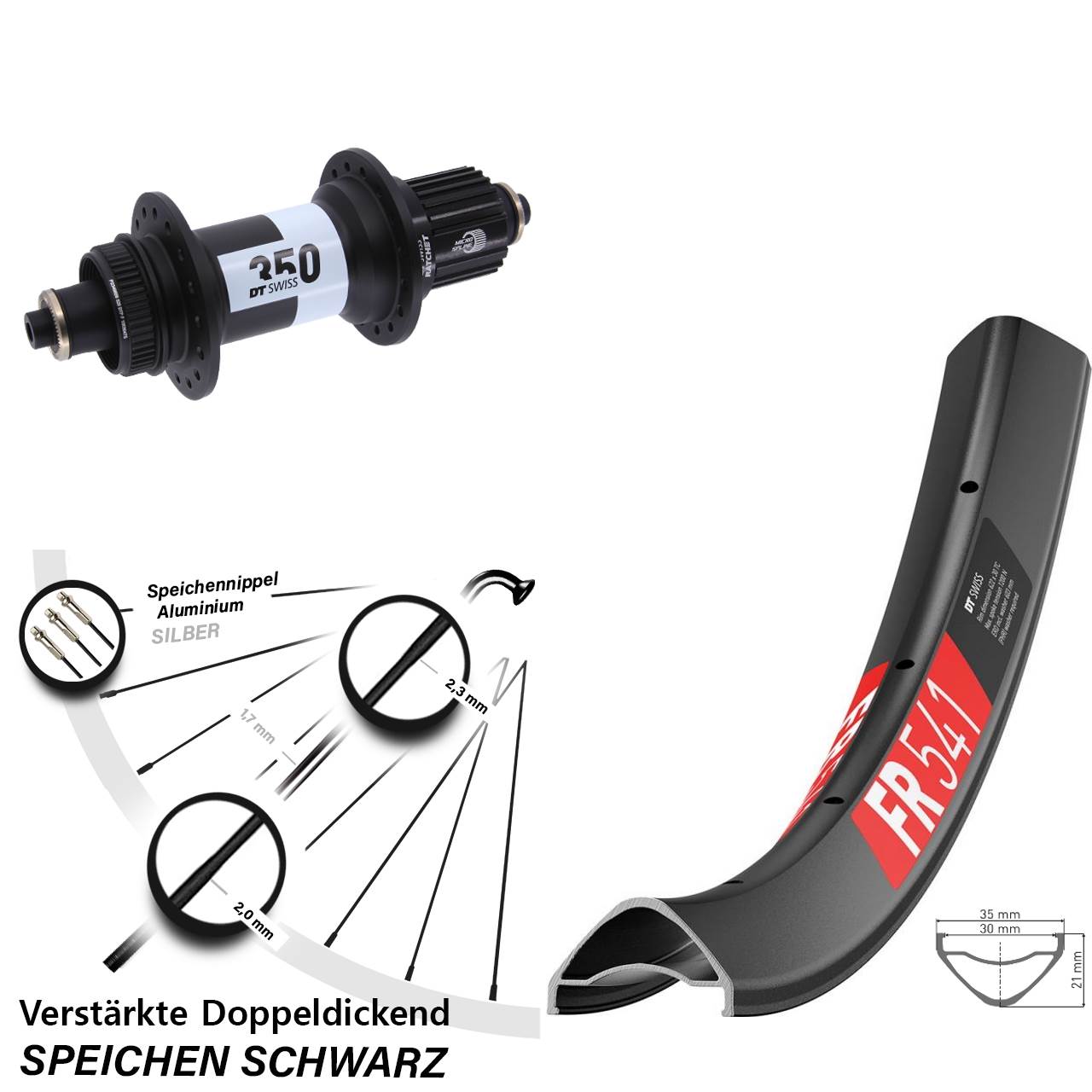DT Swiss FR 541 350 Ratchet 36 29 Zoll Disc Laufrad QR Boost Shimano Micro Spline