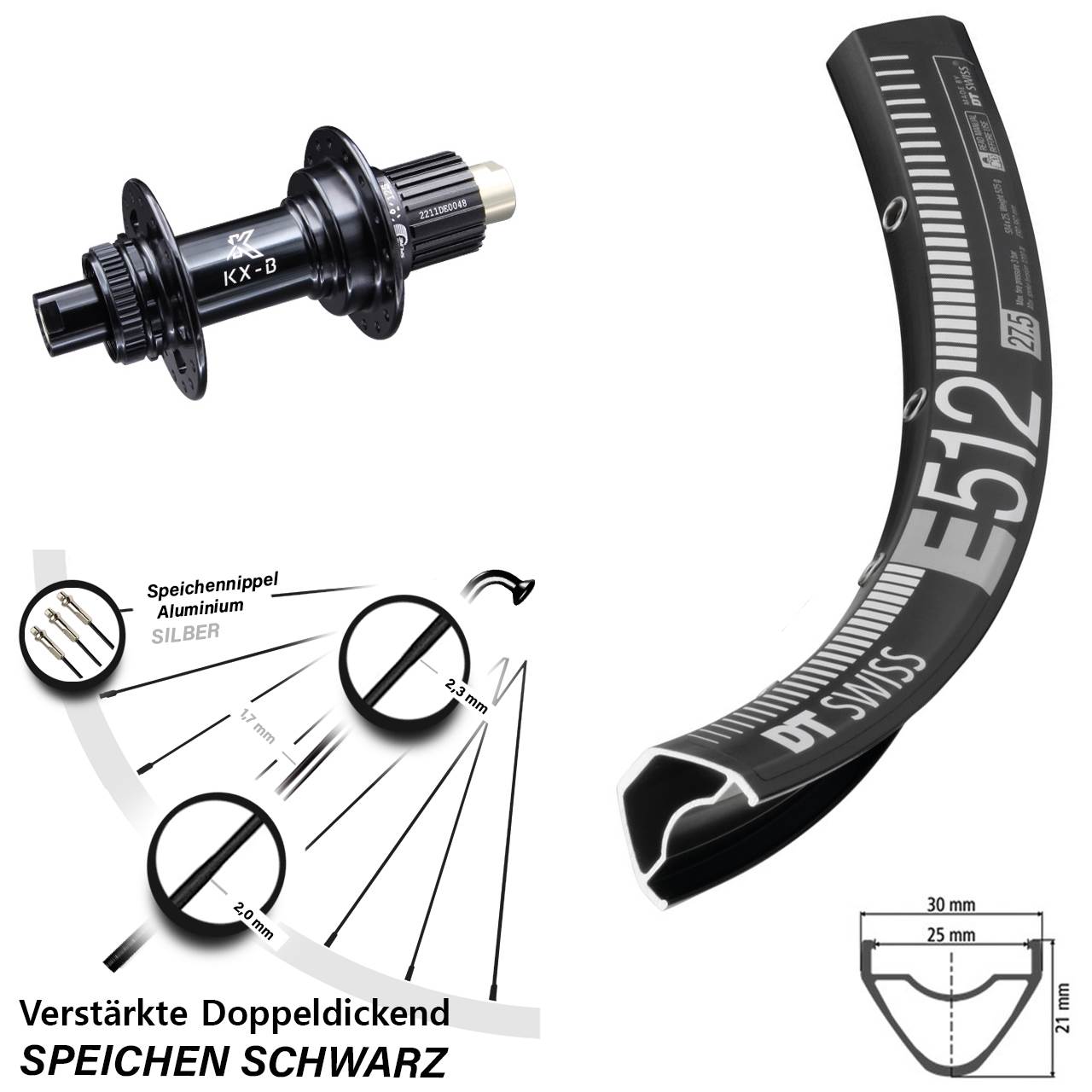 DT Swiss E512 KX-B Disc 29 Zoll Hinterrad 12x148 Boost Shimano Micro Spline