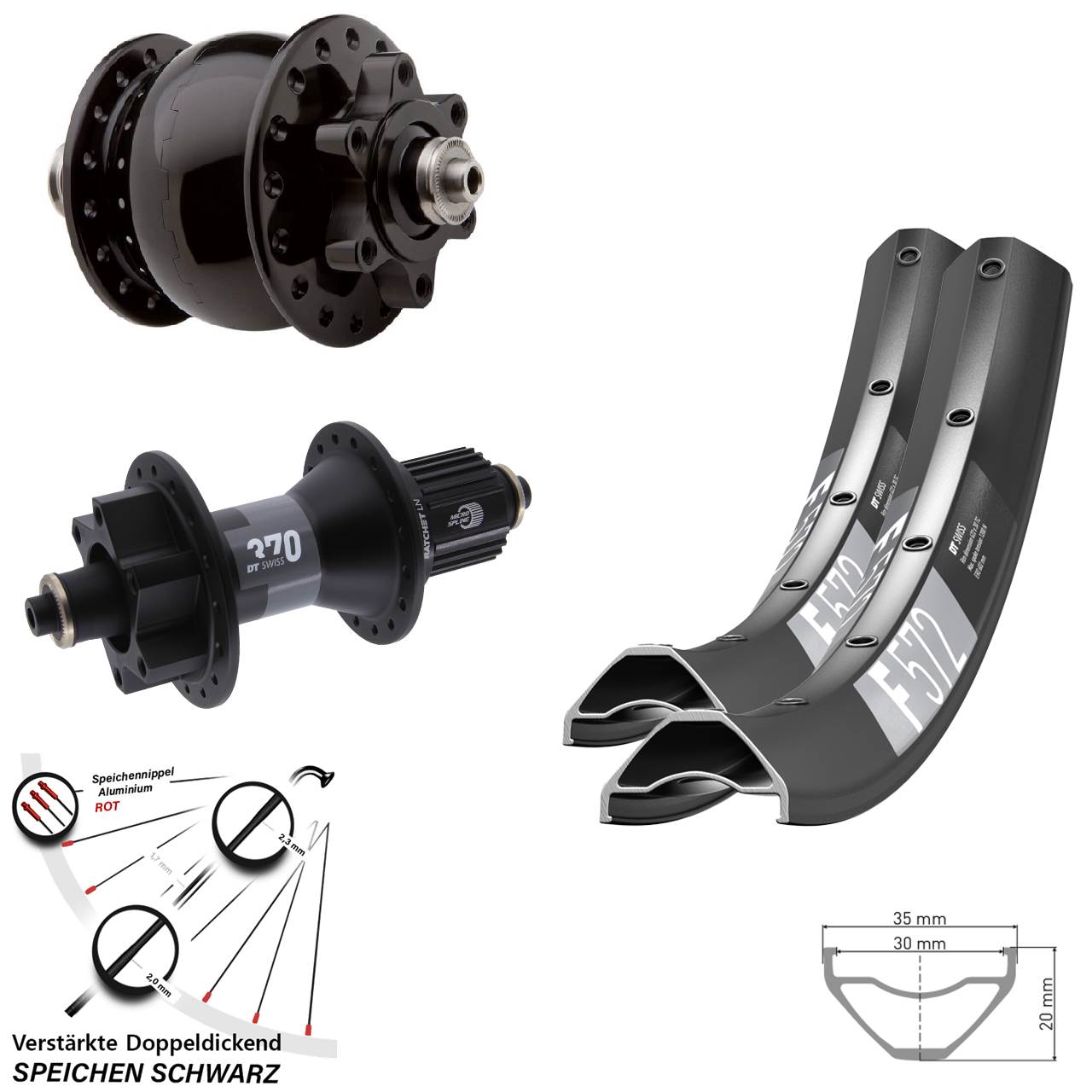 6-Loch Laufradsatz QR 27,5 Zoll DT Swiss F572 370 SON 28 Micro Spline