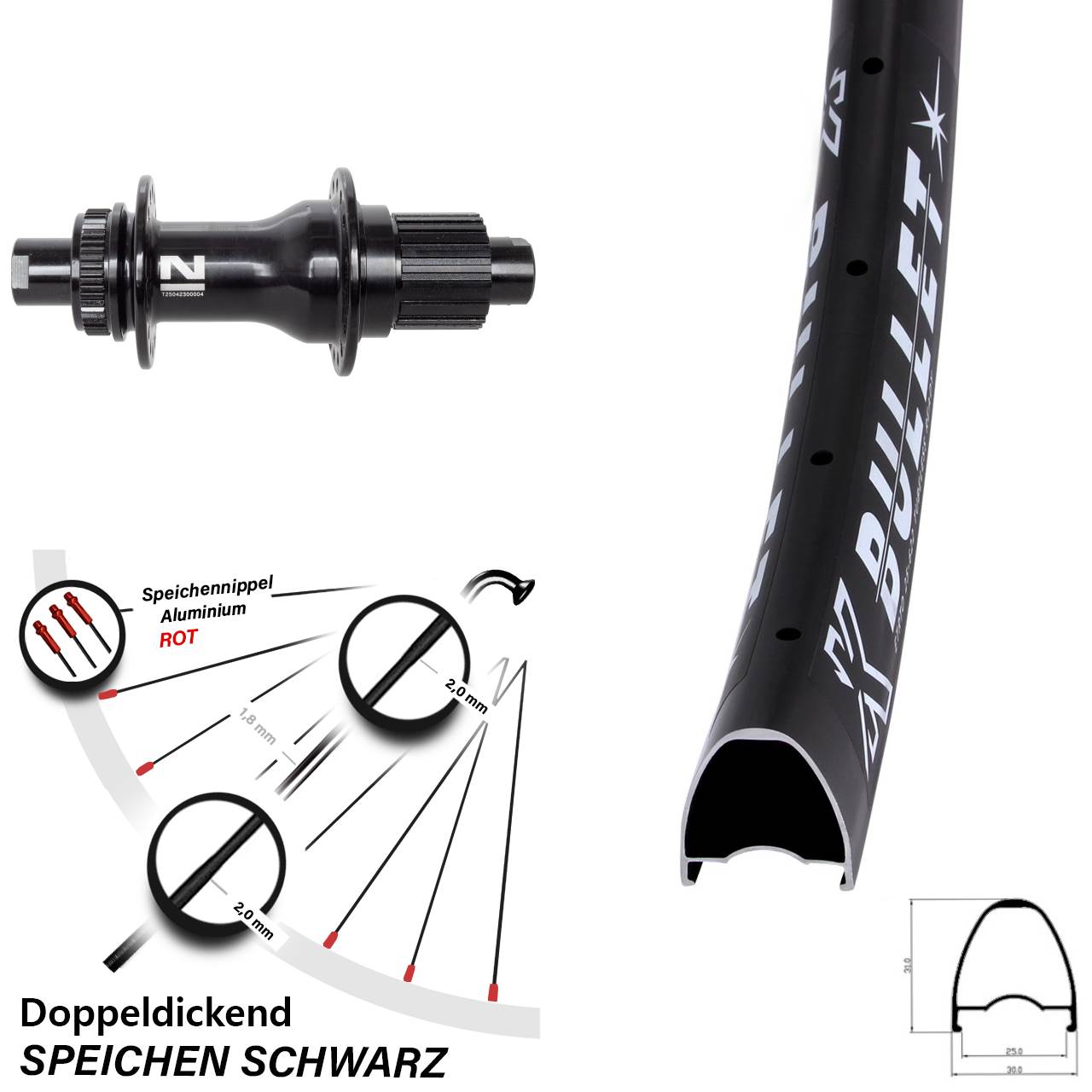 28-29 Zoll KX Bullet Novatec D792 Disc Hinterrad 12x142 Micro Spline