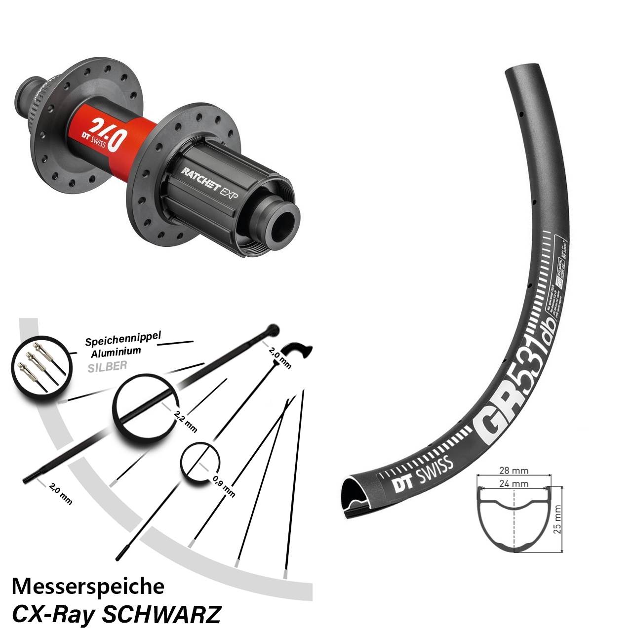 Hinterrad Centerlock 29 Zoll DT Swiss GR 531-240 EXP HG 12x142 CX-Ray