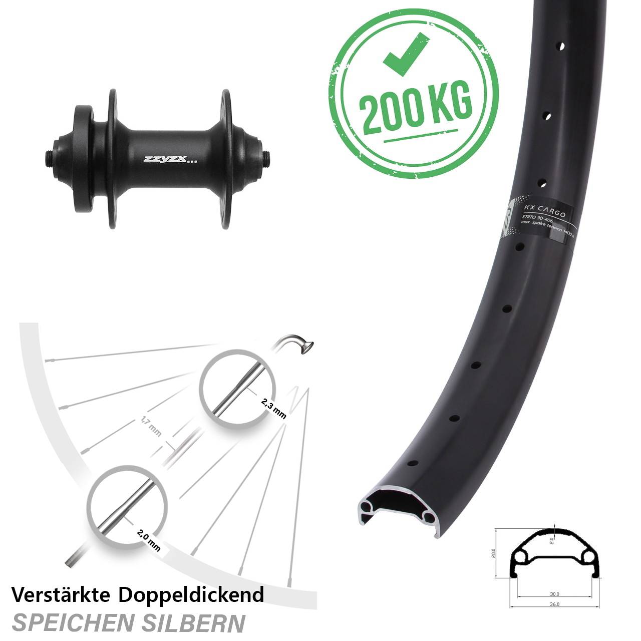 29 Zoll KX Cargo Formula DC21 Disc Vorderrad für Schnellspanner