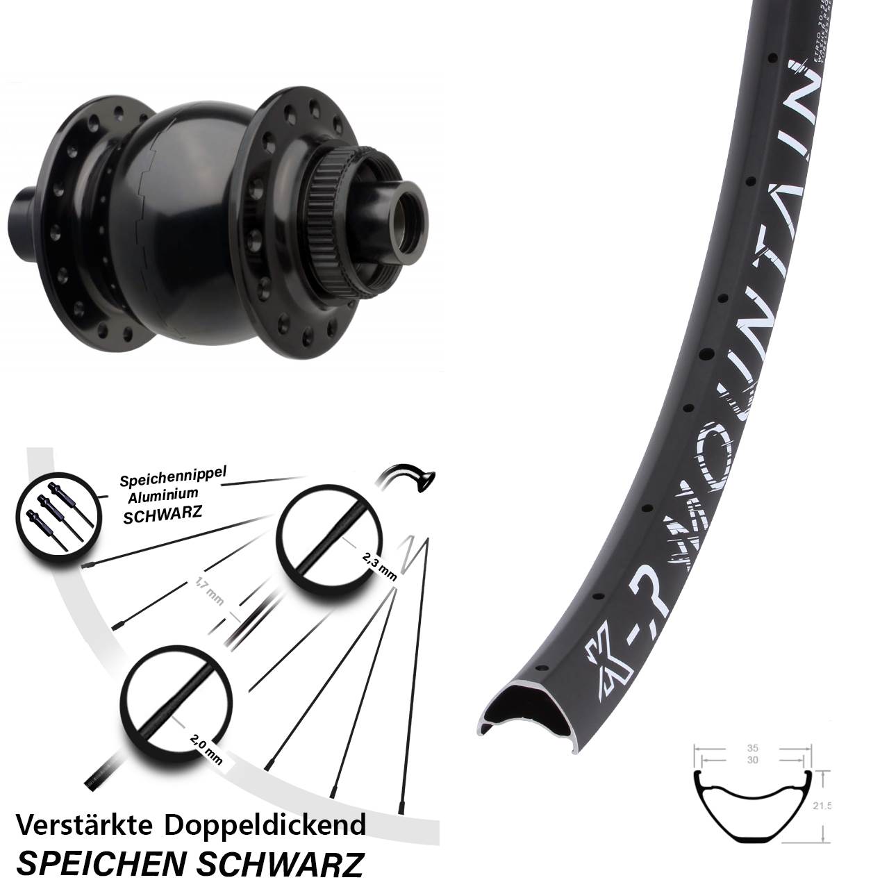 650B KX-R Mountain SON 28 Vorderrad Centerlock mit Nabendynamo 15x110 Boost