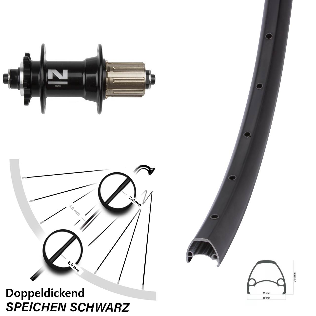 Ambrosio Sport Novatec D042 28-29 Zoll Disc Hinterrad für Schnellspanner 8-11 fach