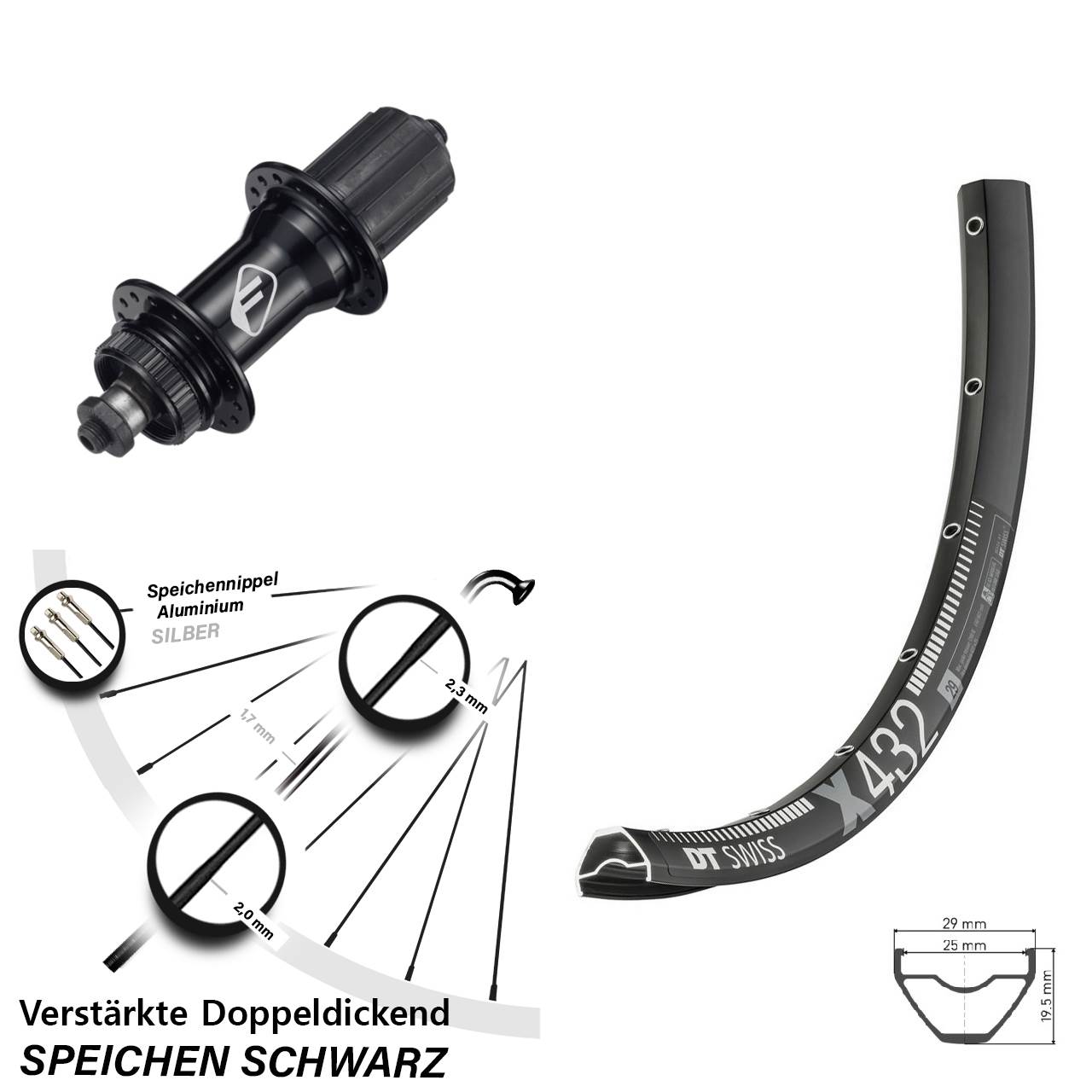 Disc Hinterrad 29 Zoll DT Swiss X432 Formula CL52 8-11 fach QR
