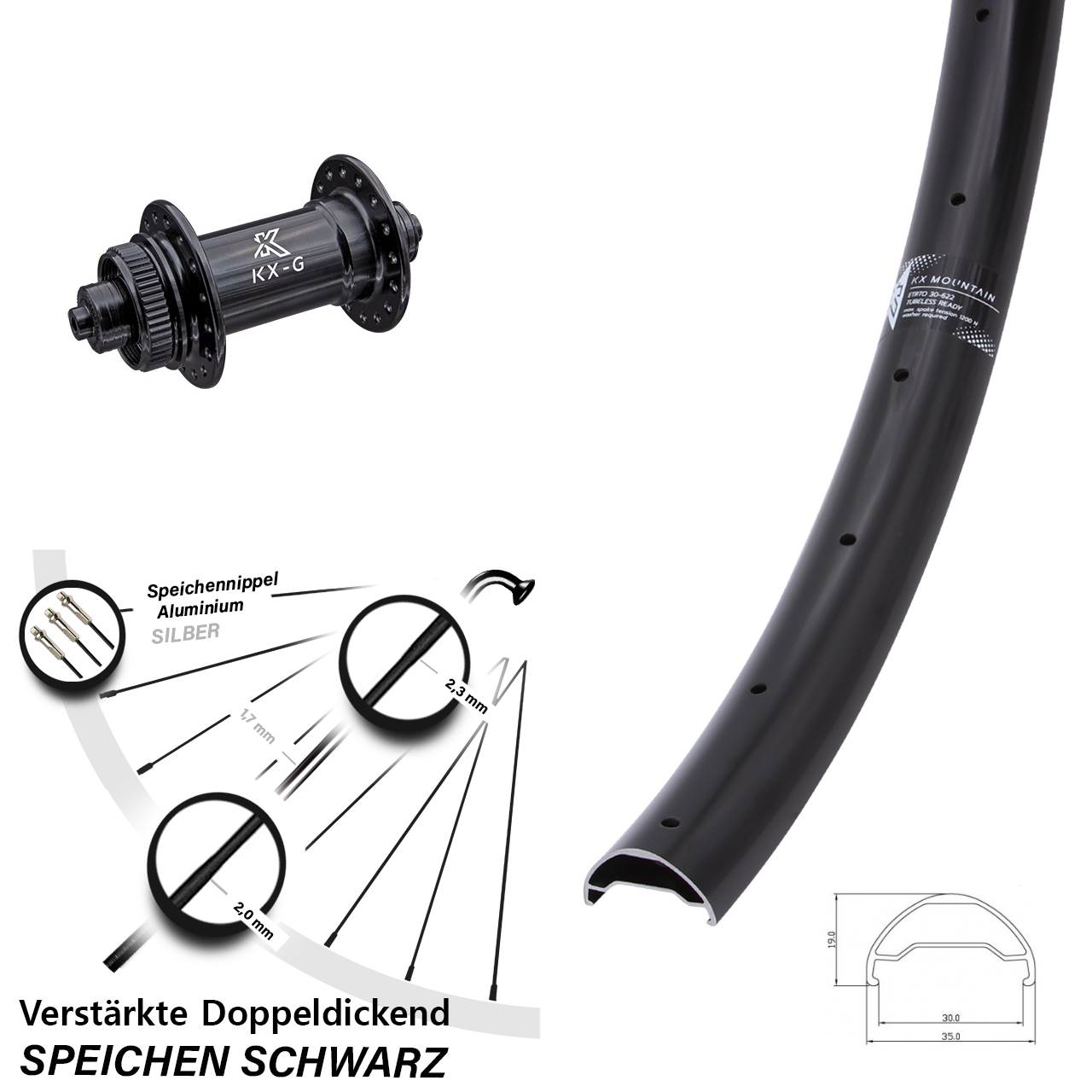 Centerlock Vorderrad 29 Zoll KX Mountain verstärkt QR