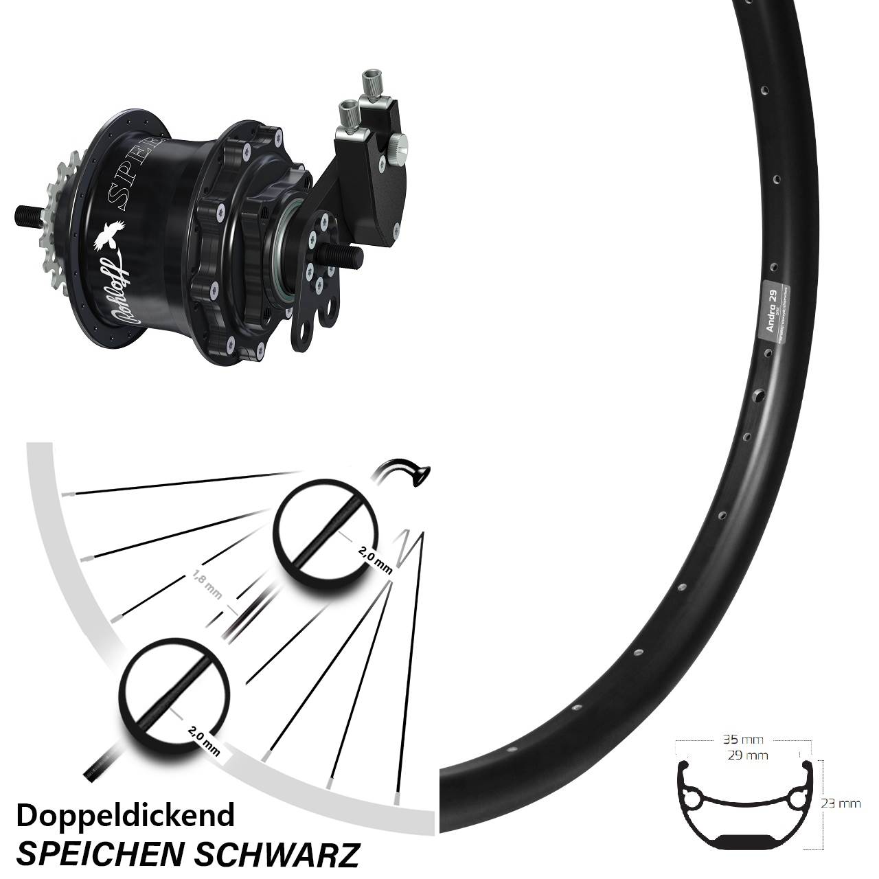 Ryde Andra 29 Rohloff Speedhub TS DB 29 Zoll Disc Laufrad