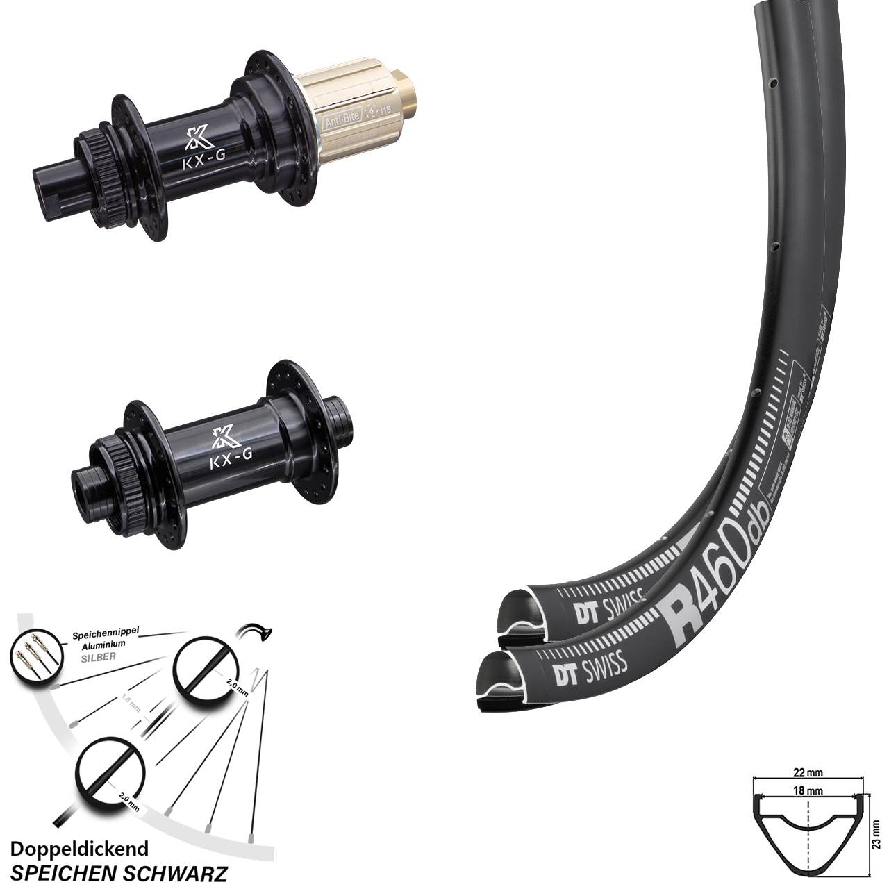 28 Zoll DT Swiss R 460 KX-G Gravel Disc Laufradsatz 12x100/142 8-12 fach HG