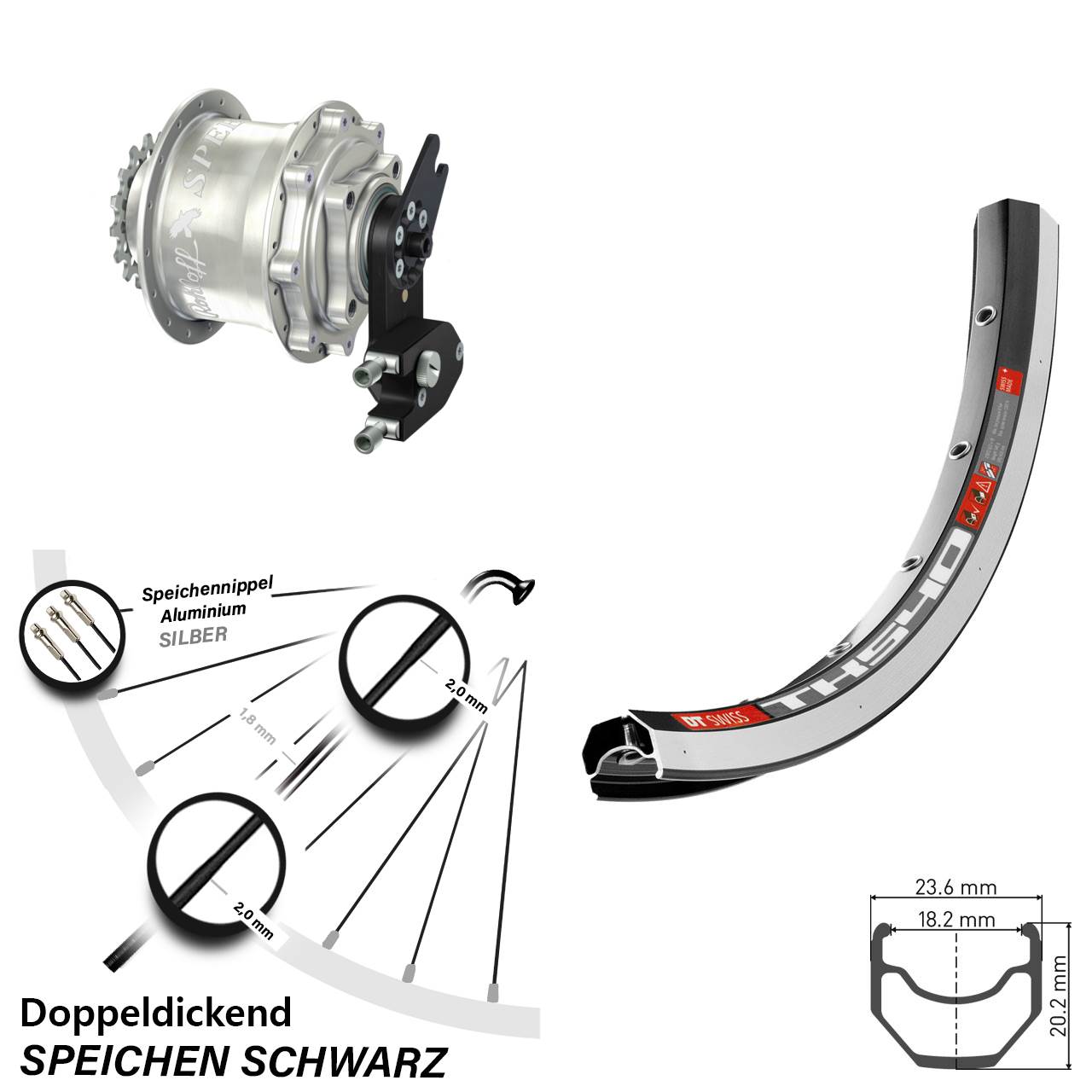 28 Zoll Hinterrad DT Swiss TK 540 Rohloff Speedhub CC OEM DB