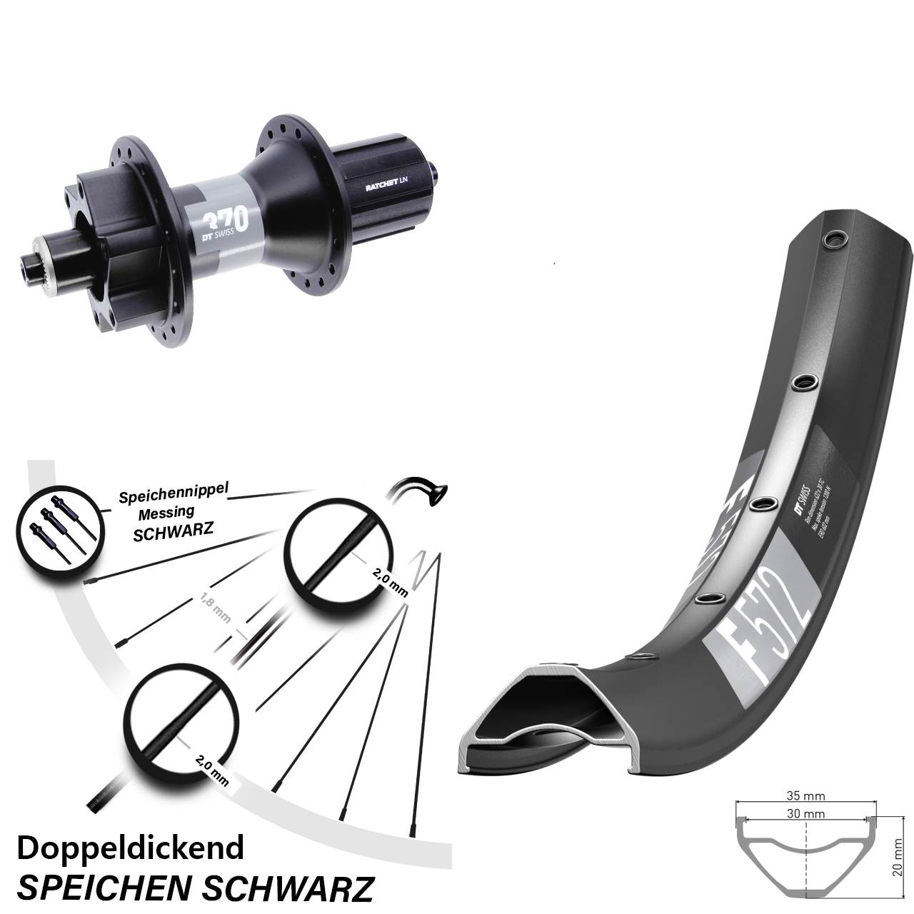 650B DT Swiss F 572 370 Boost Disc Hinterrad für Schnellspanner 8-11 fach