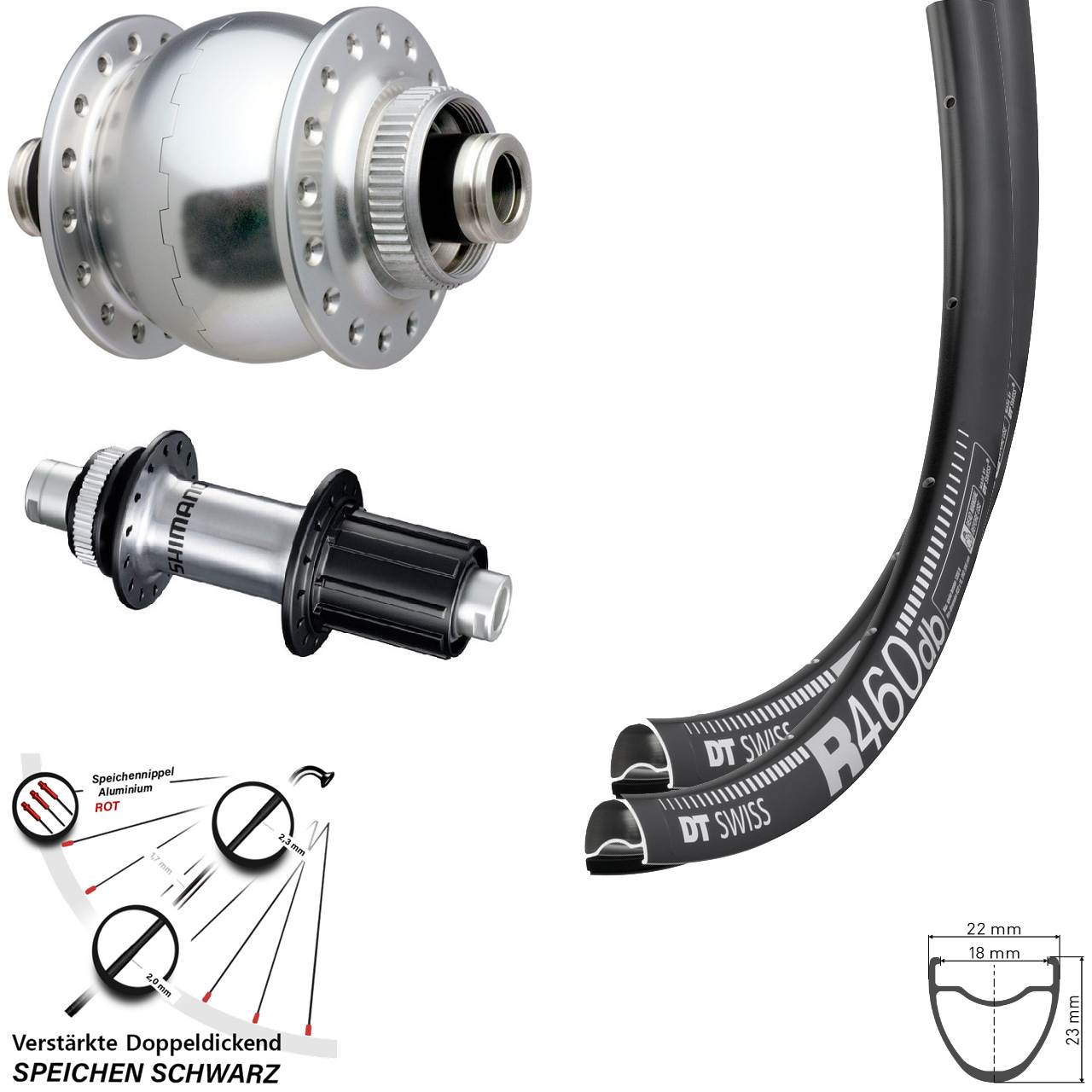 Disc Laufrad-Satz 12x100/142 28 Zoll DT Swiss R 460 SONdelux Shimano FH-RS770 8-12 fach