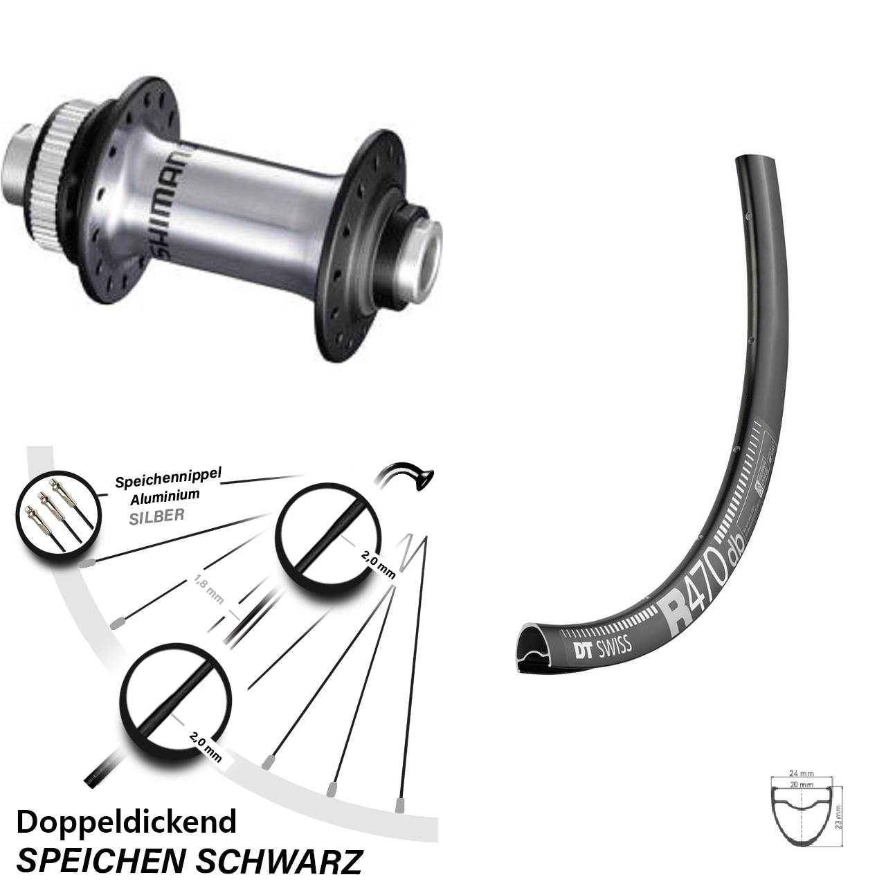 Vorderrad 28 Zoll DT Swiss R 470 Disc Shimano HB-RS770