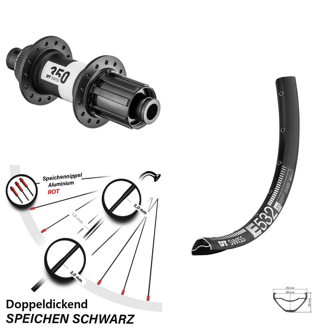 Hinterrad Centerlock 29 Zoll DT Swiss E 532-350 8-11 fach HG 12x148