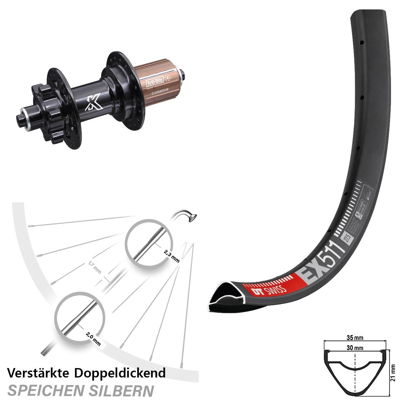Disc Laufrad QR 29 Zoll DT Swiss EX511 KX-M 8-12 fach HG