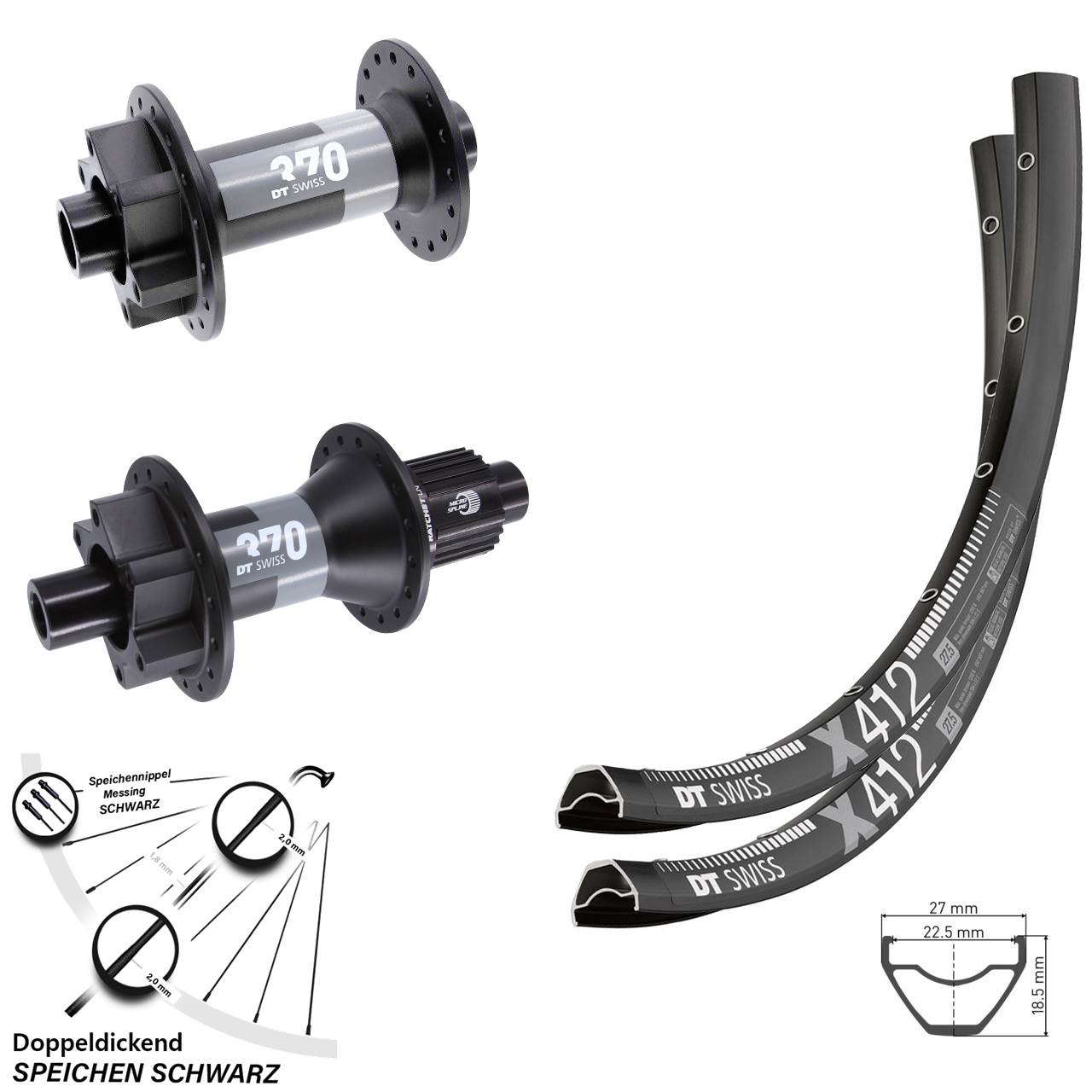 6-Loch Laufradsatz 15x110 12x148 29 Zoll DT Swiss X 412 370 Shimano Micro Spline